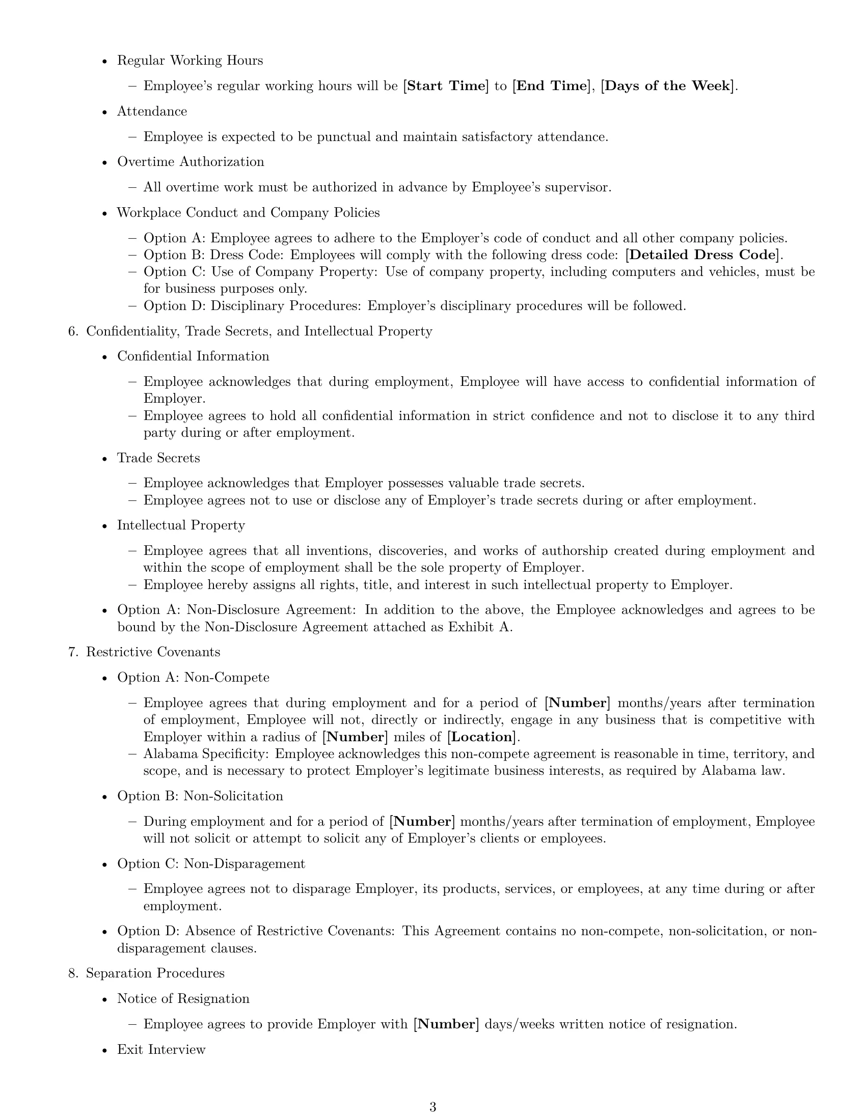 Preview page 3 of Free Alabama employment contract template