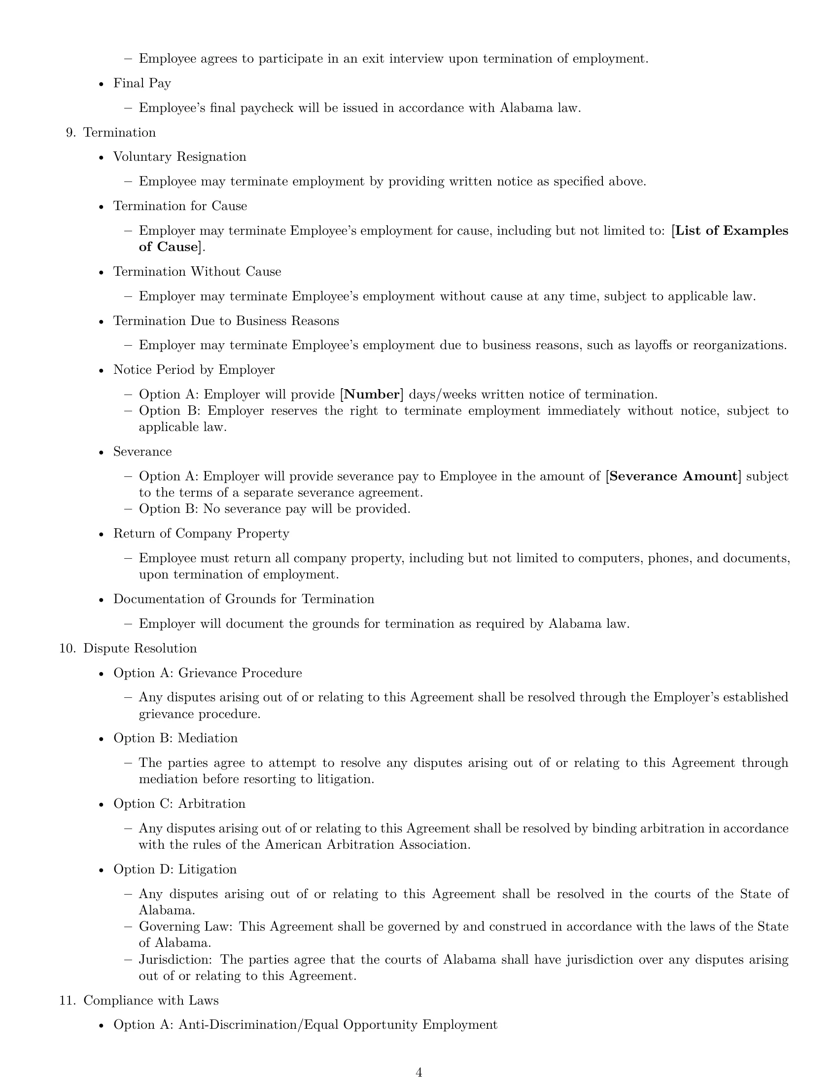 Preview page 4 of Free Alabama employment contract template
