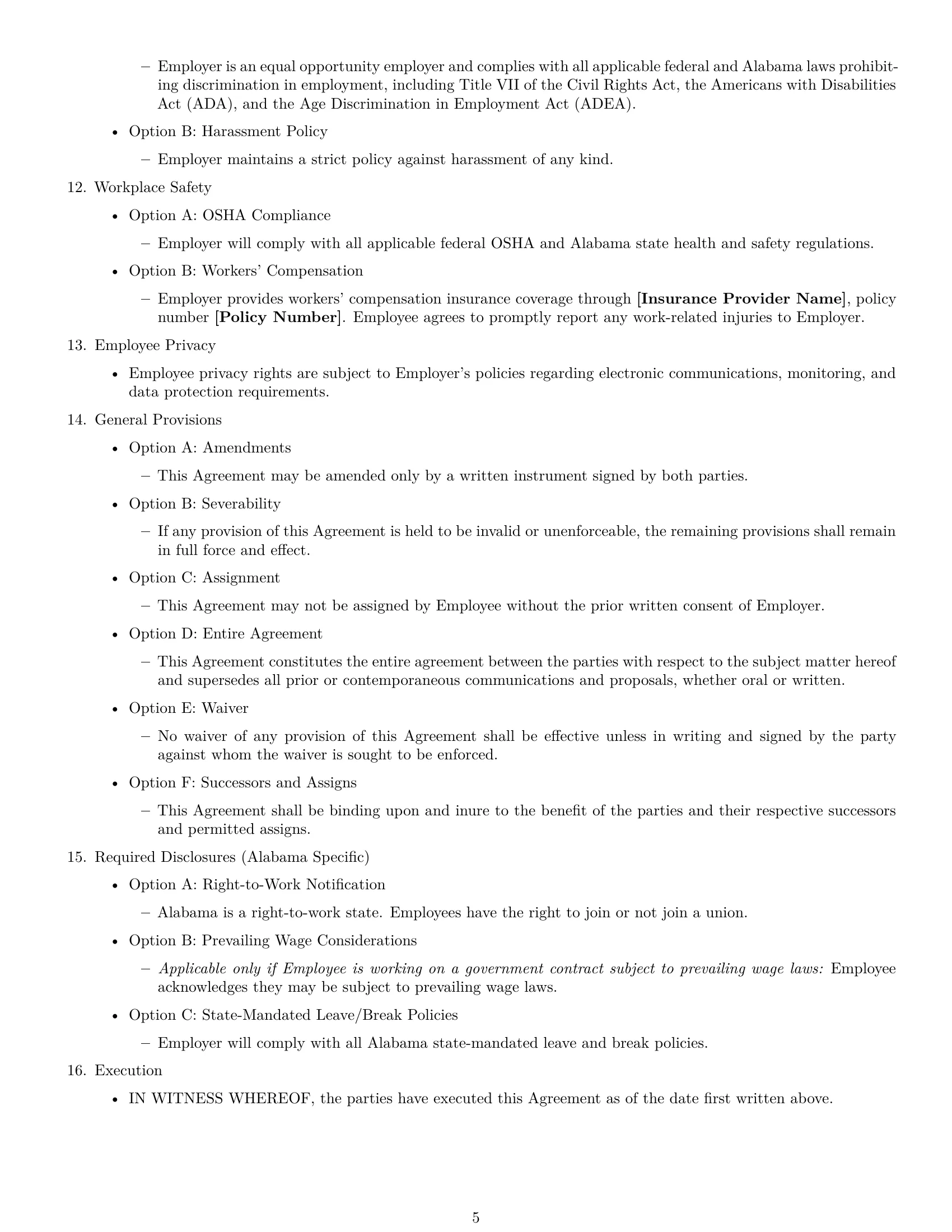 Preview page 5 of Free Alabama employment contract template