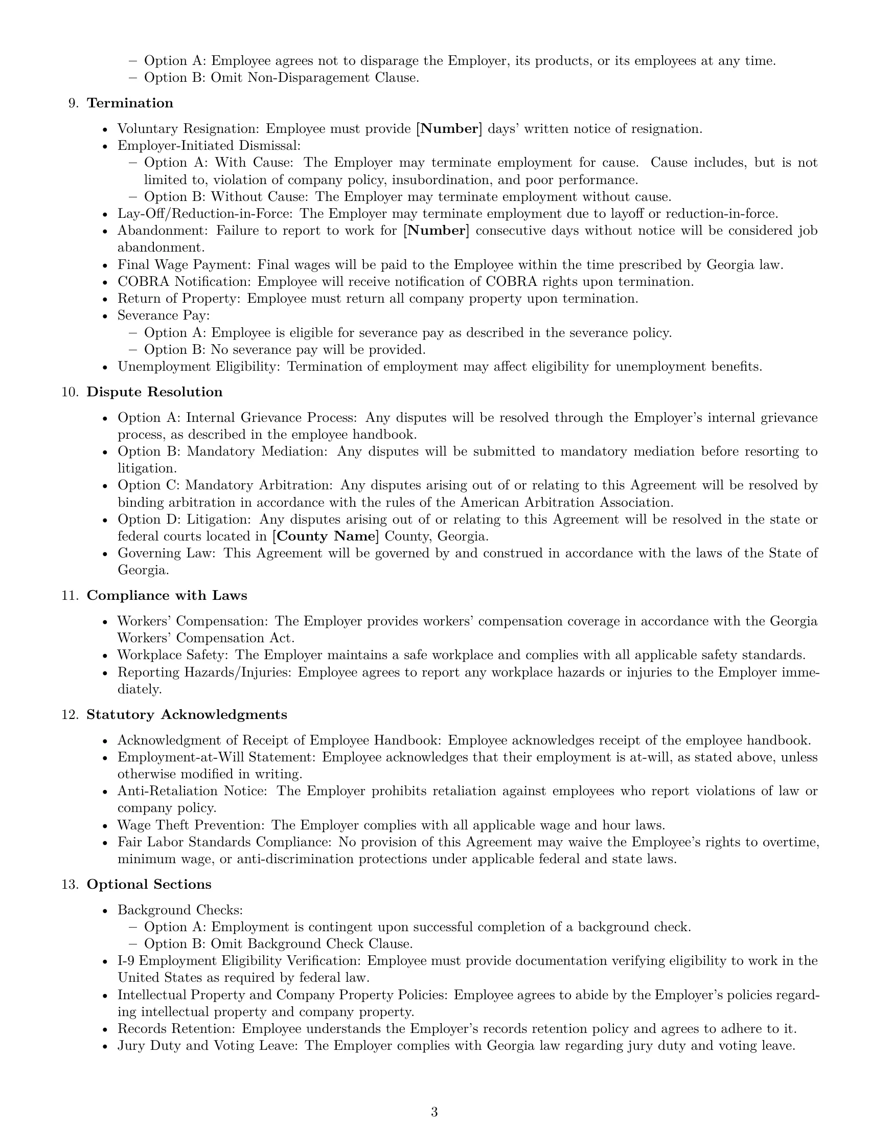 Preview page 3 of Free Georgia employment contract template