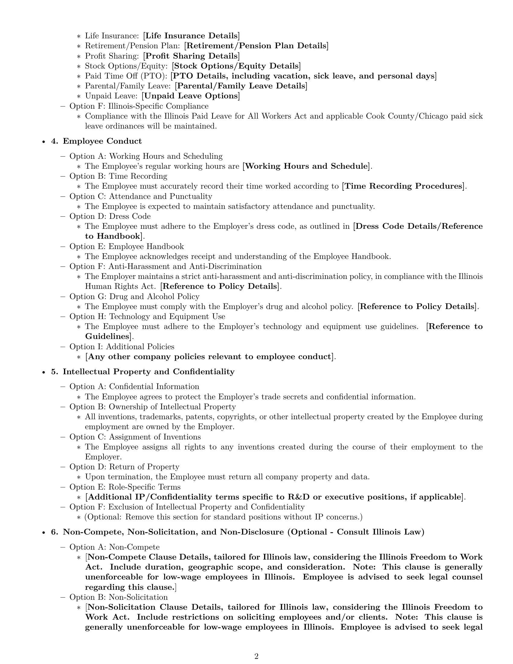 Preview page 2 of Free Illinois employment contract template