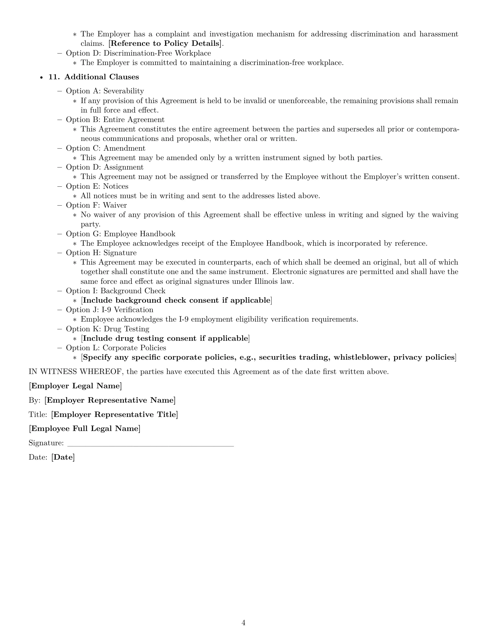 Preview page 4 of Free Illinois employment contract template