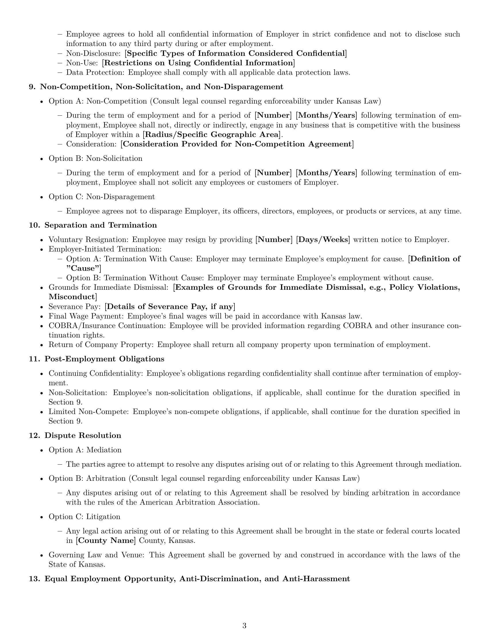 Preview page 3 of Free Kansas employment contract template