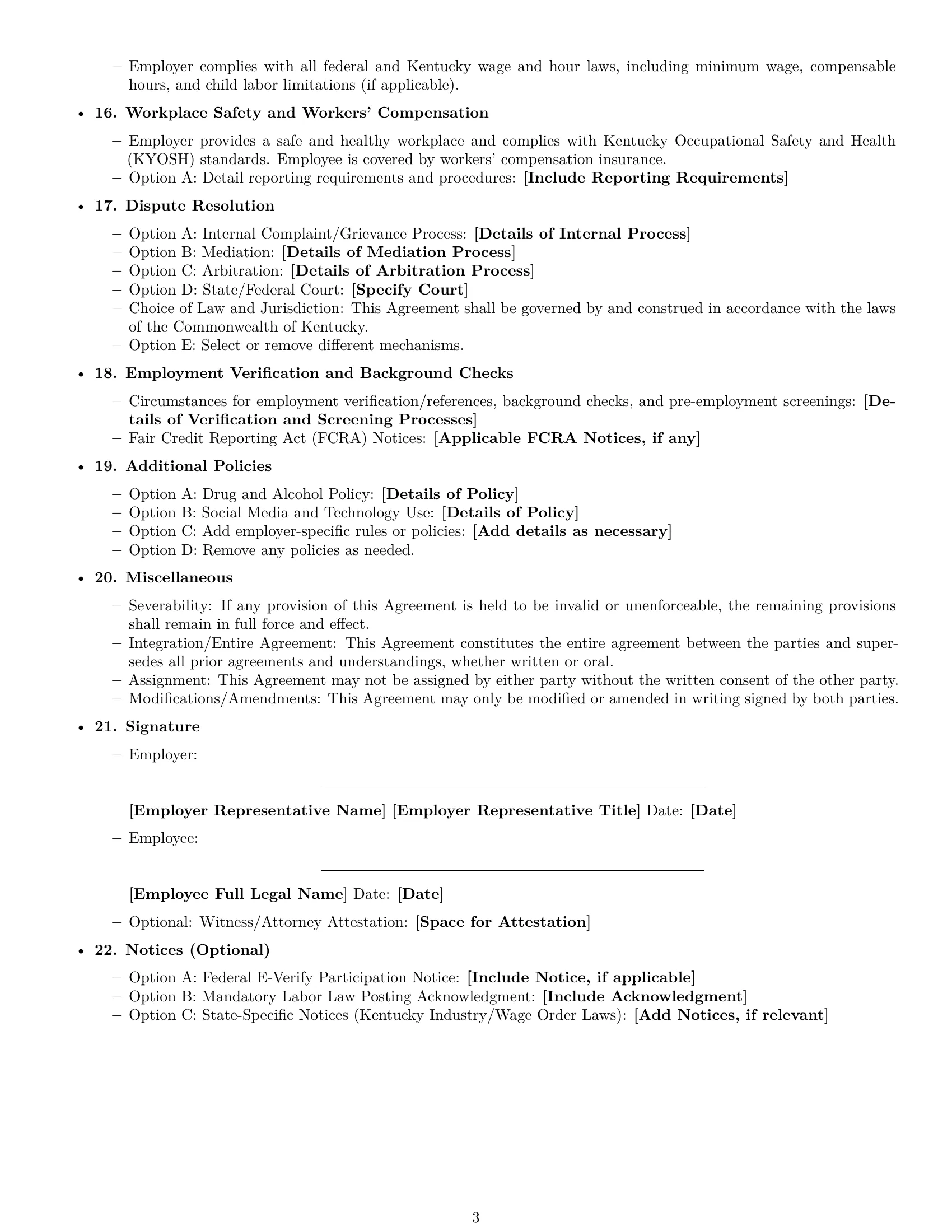 Preview page 3 of Free Kentucky employment contract template
