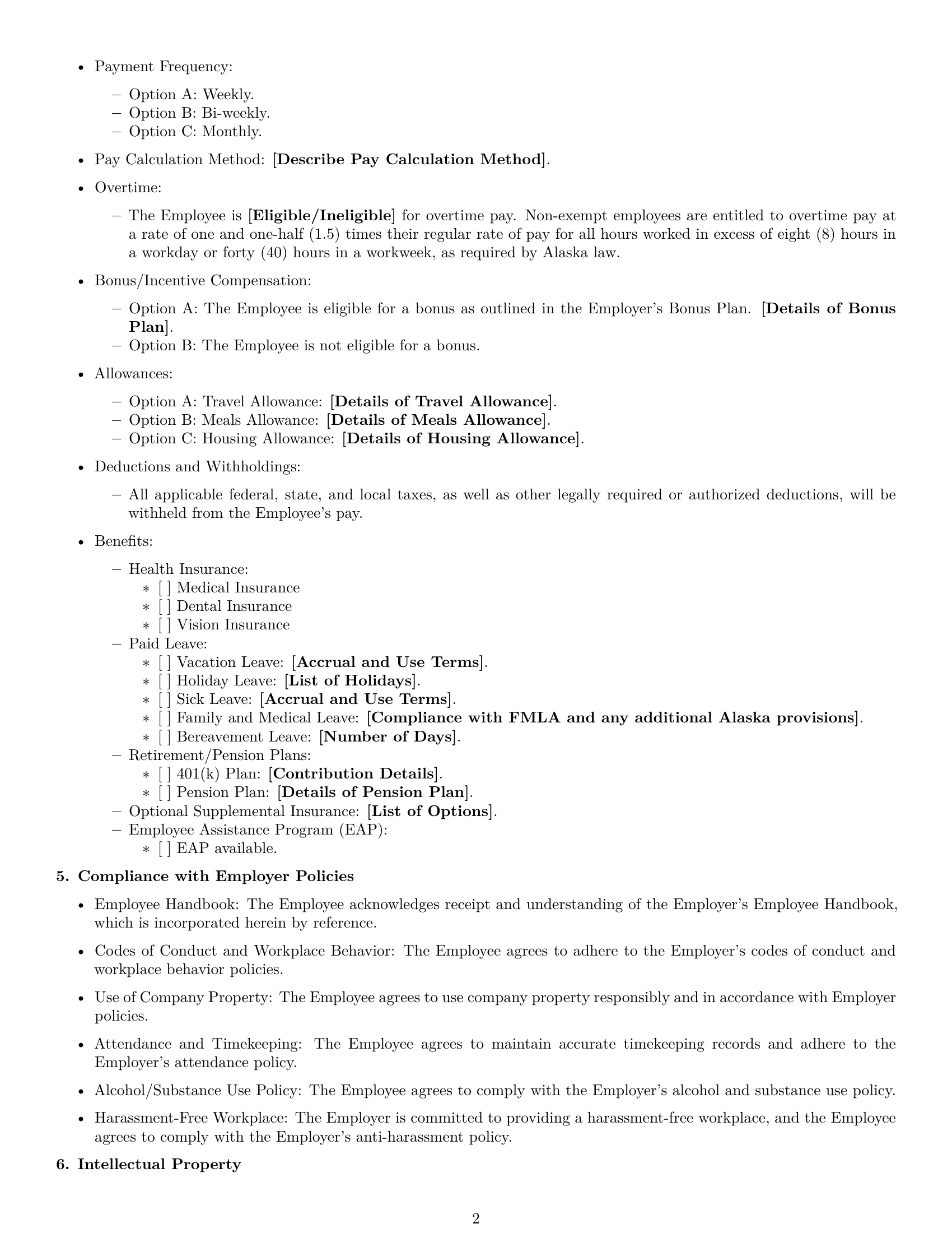 Preview page 2 of Free Alaska employment contract template
