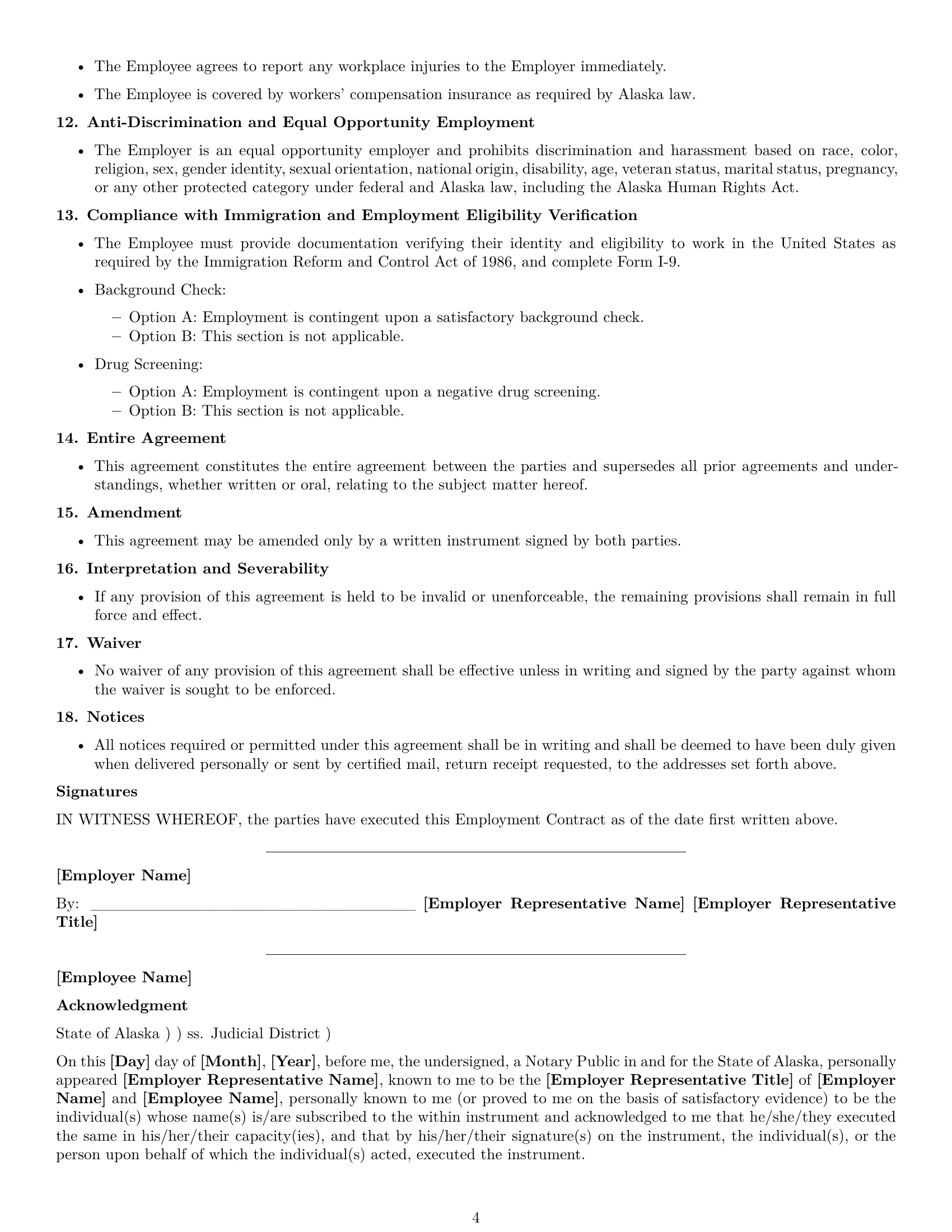 Preview page 4 of Free Alaska employment contract template