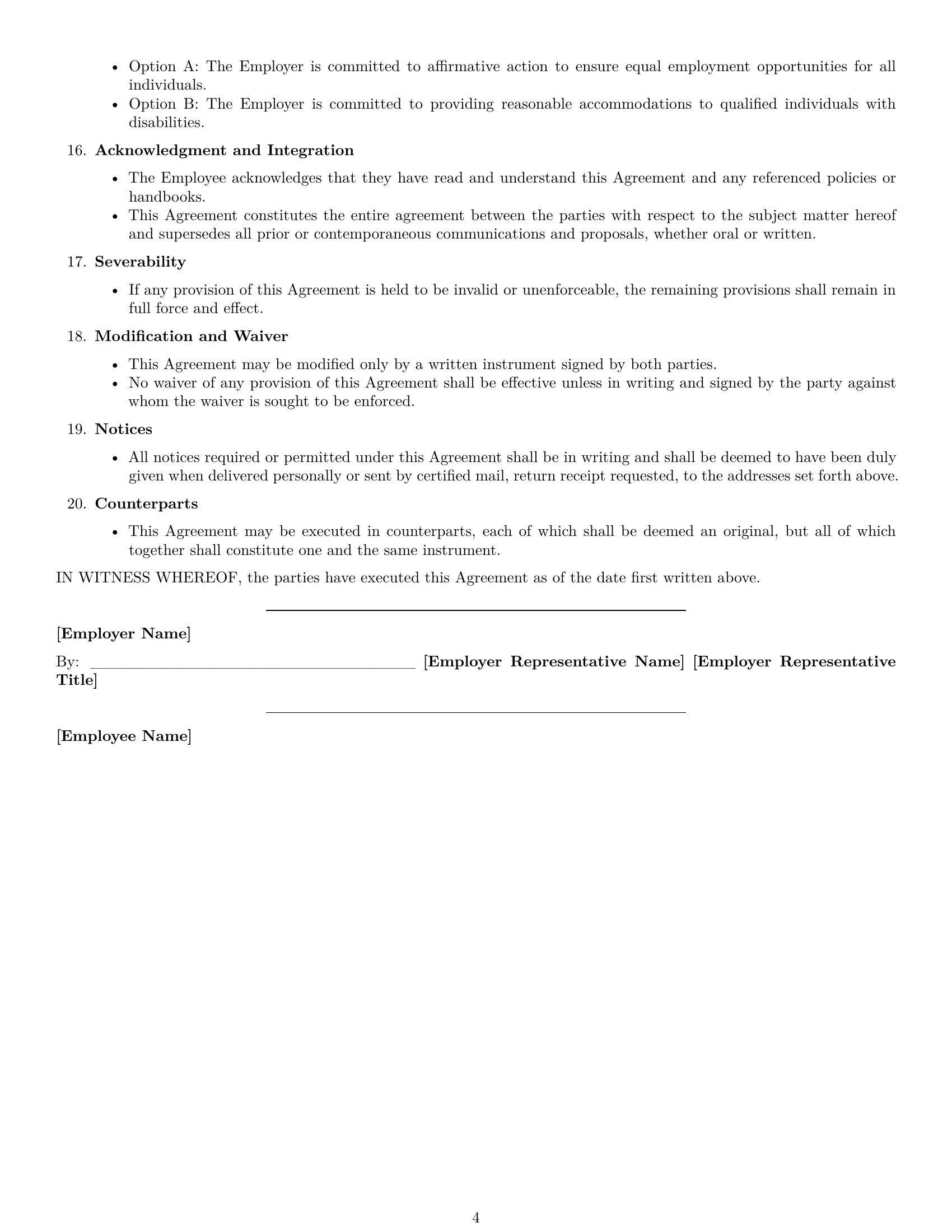Preview page 4 of Free Massachusetts employment contract template
