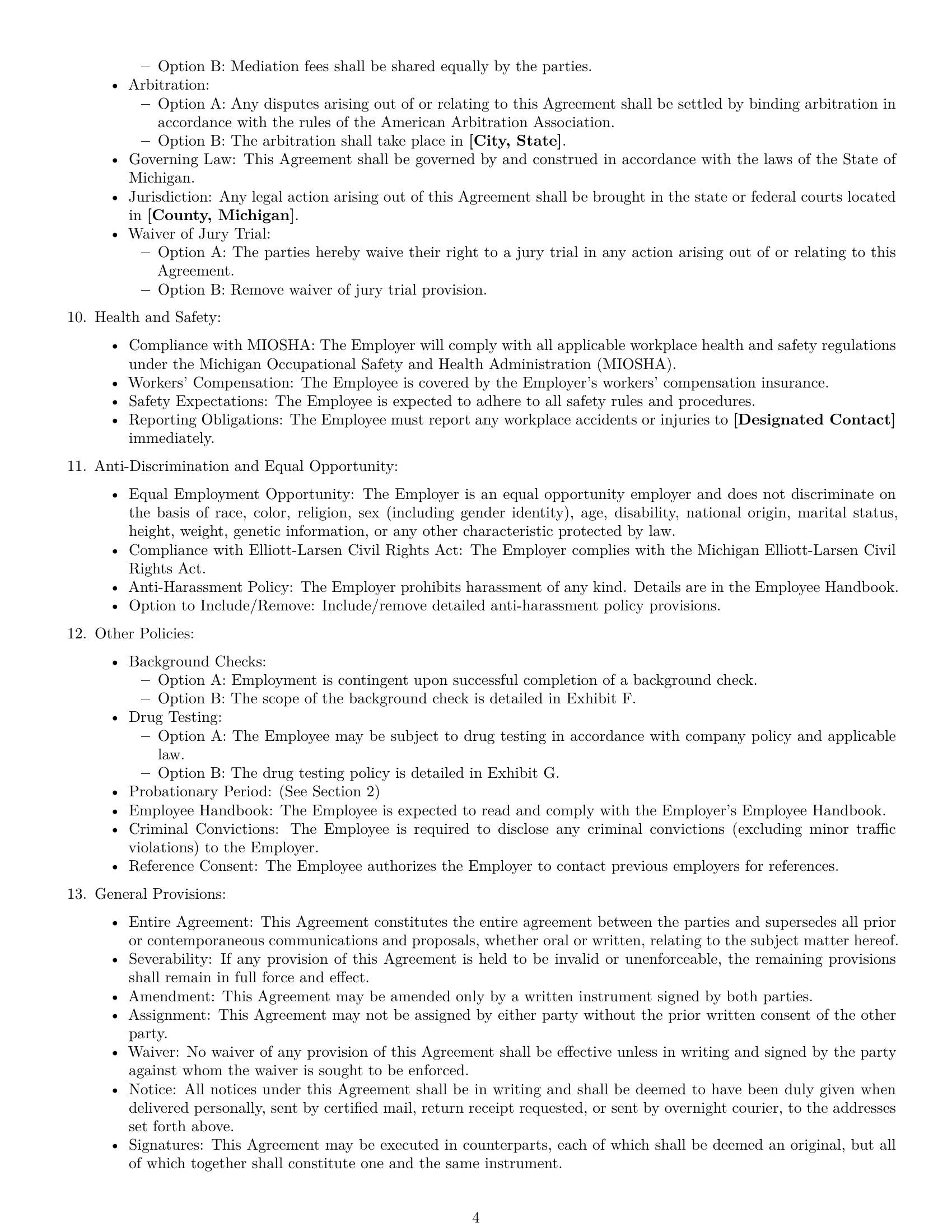 Preview page 4 of Free Michigan employment contract template