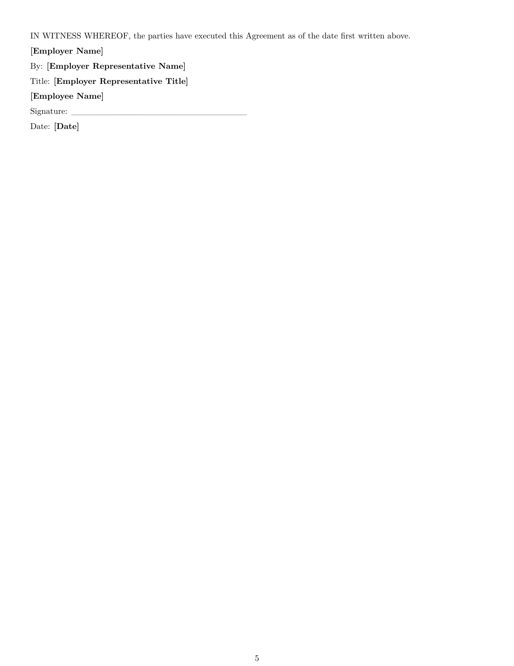 Preview page 5 of Free Michigan employment contract template