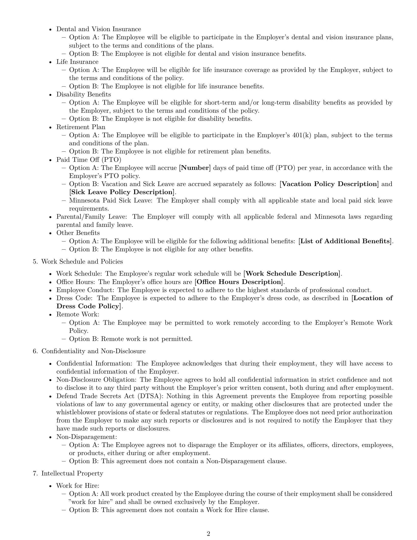 Preview page 2 of Free Minnesota employment contract template
