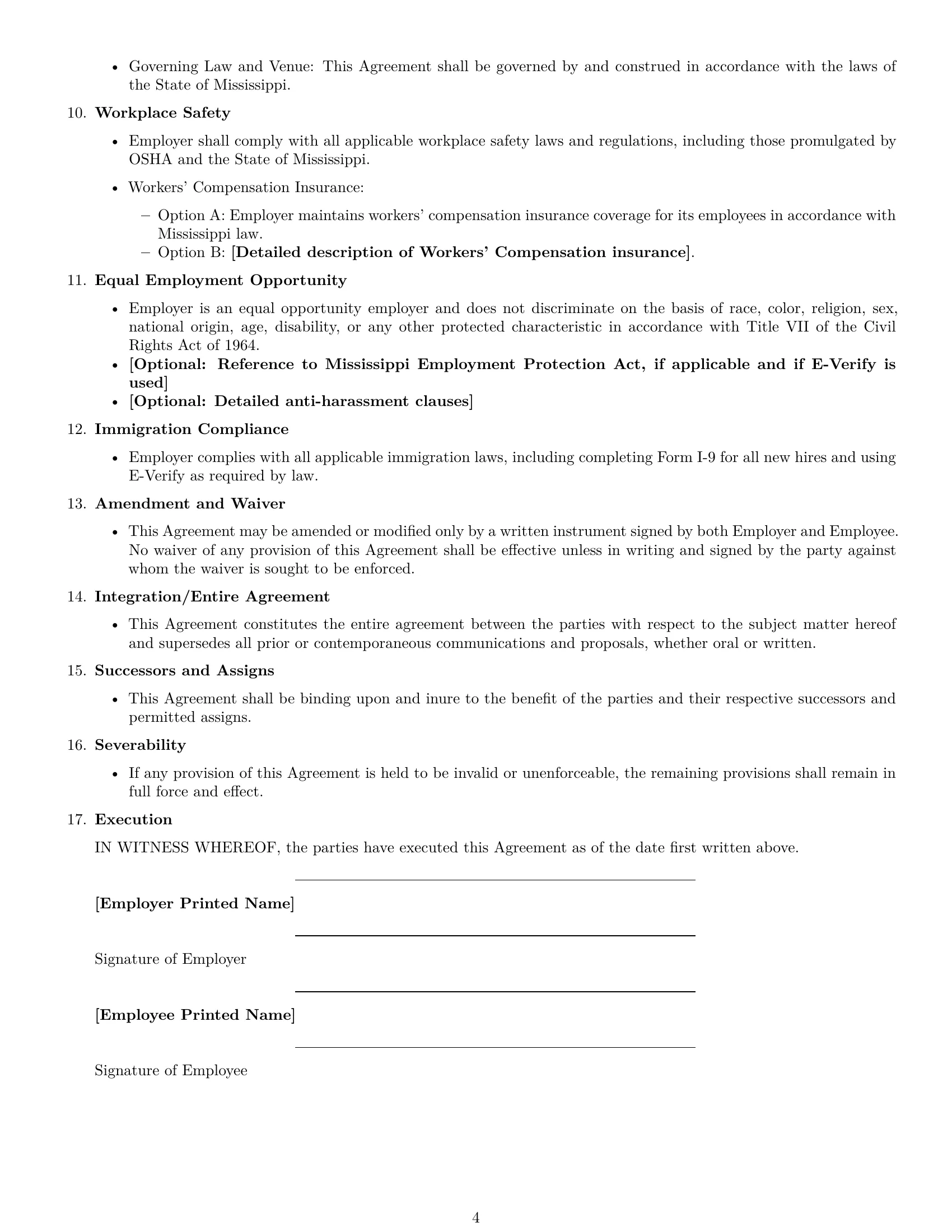 Preview page 4 of Free Mississippi employment contract template