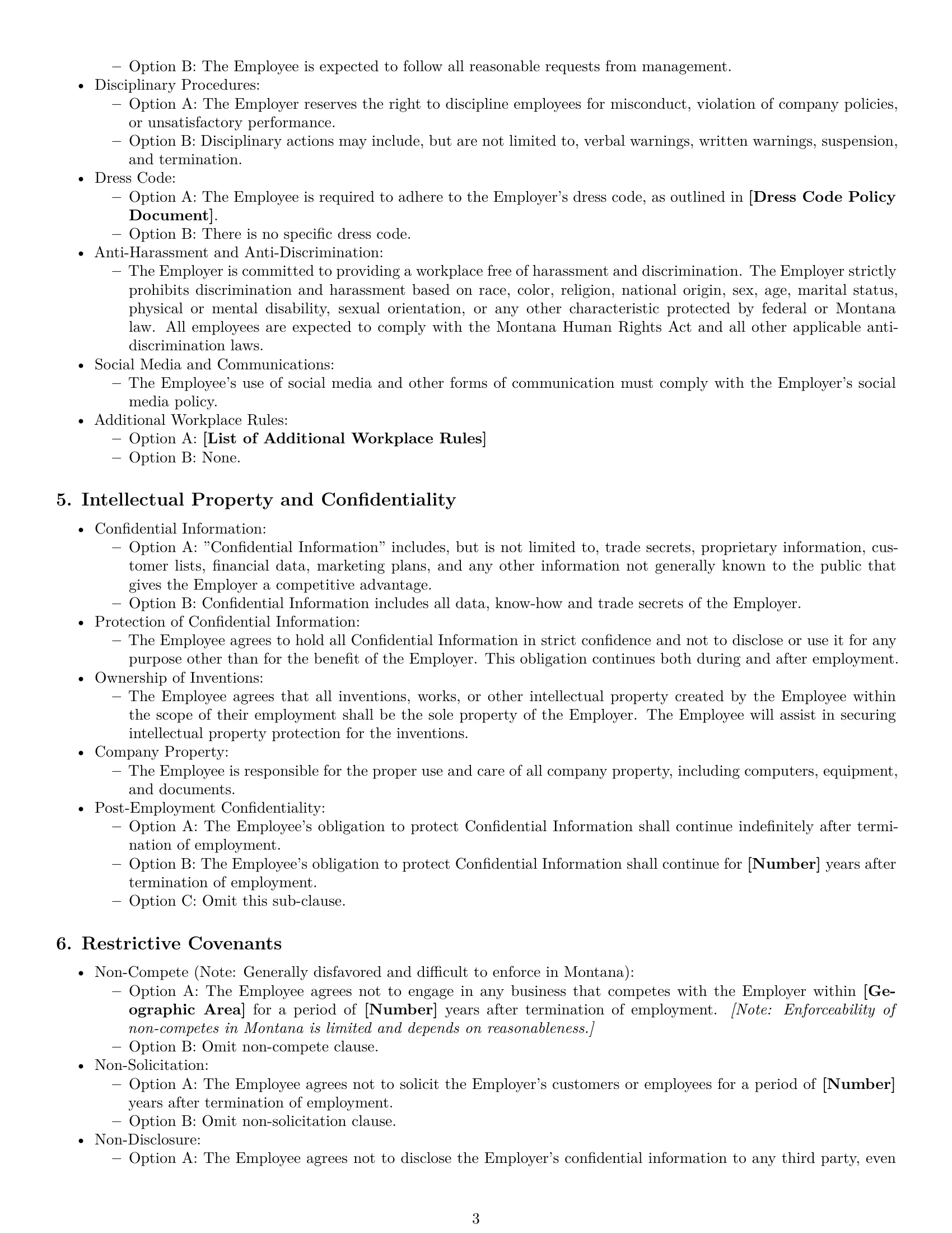 Preview page 3 of Free Montana employment contract template