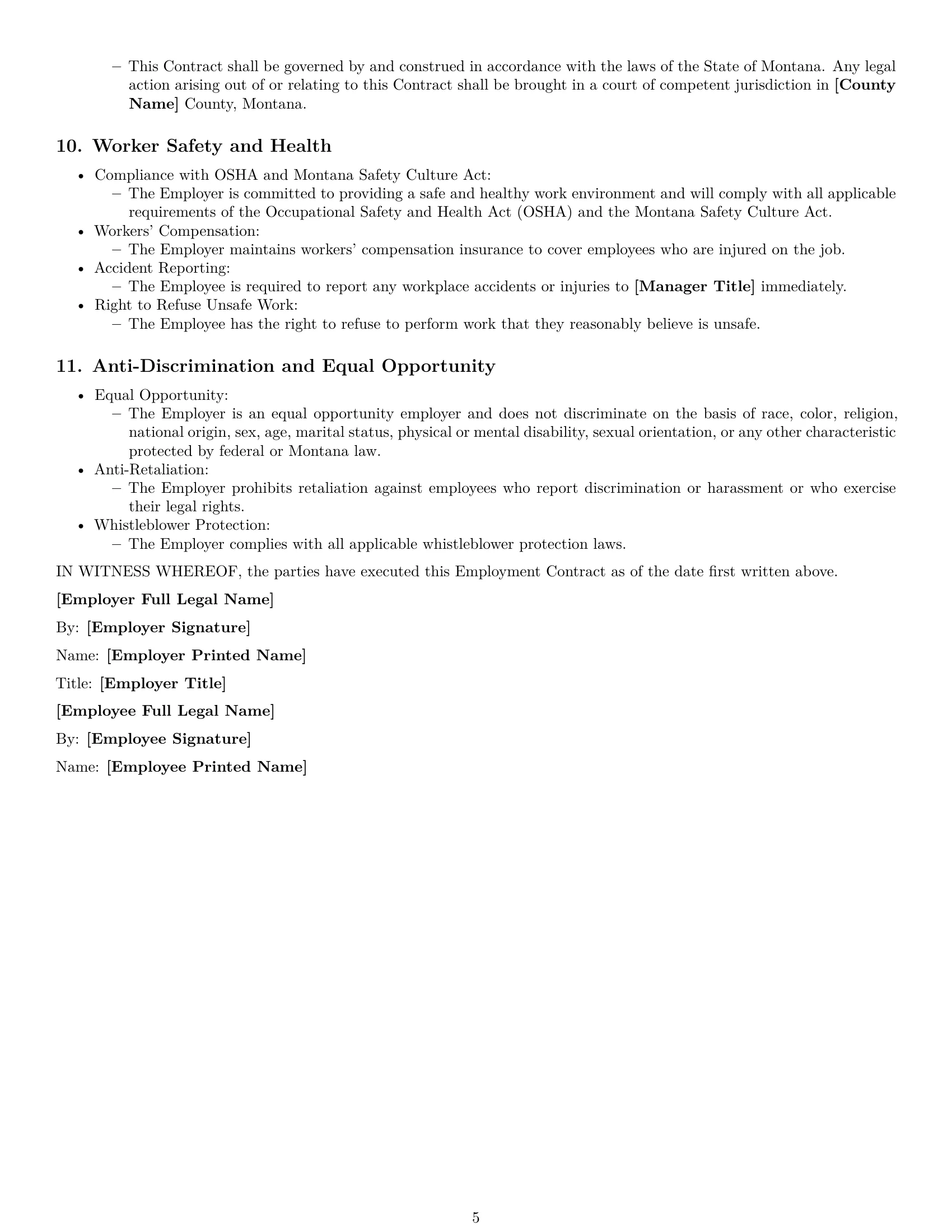 Preview page 5 of Free Montana employment contract template