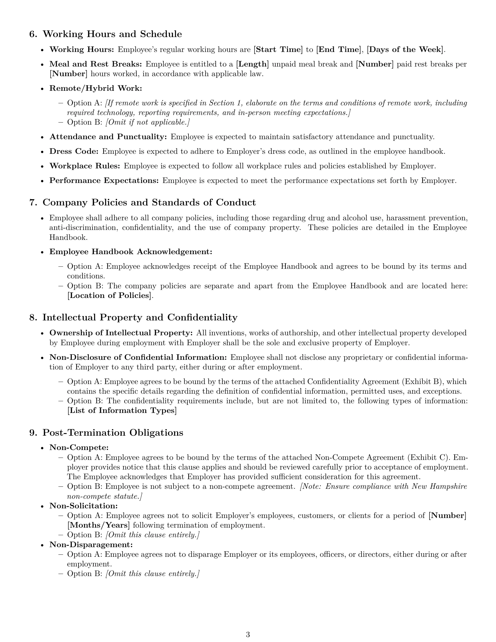 Preview page 3 of Free New Hampshire employment contract template