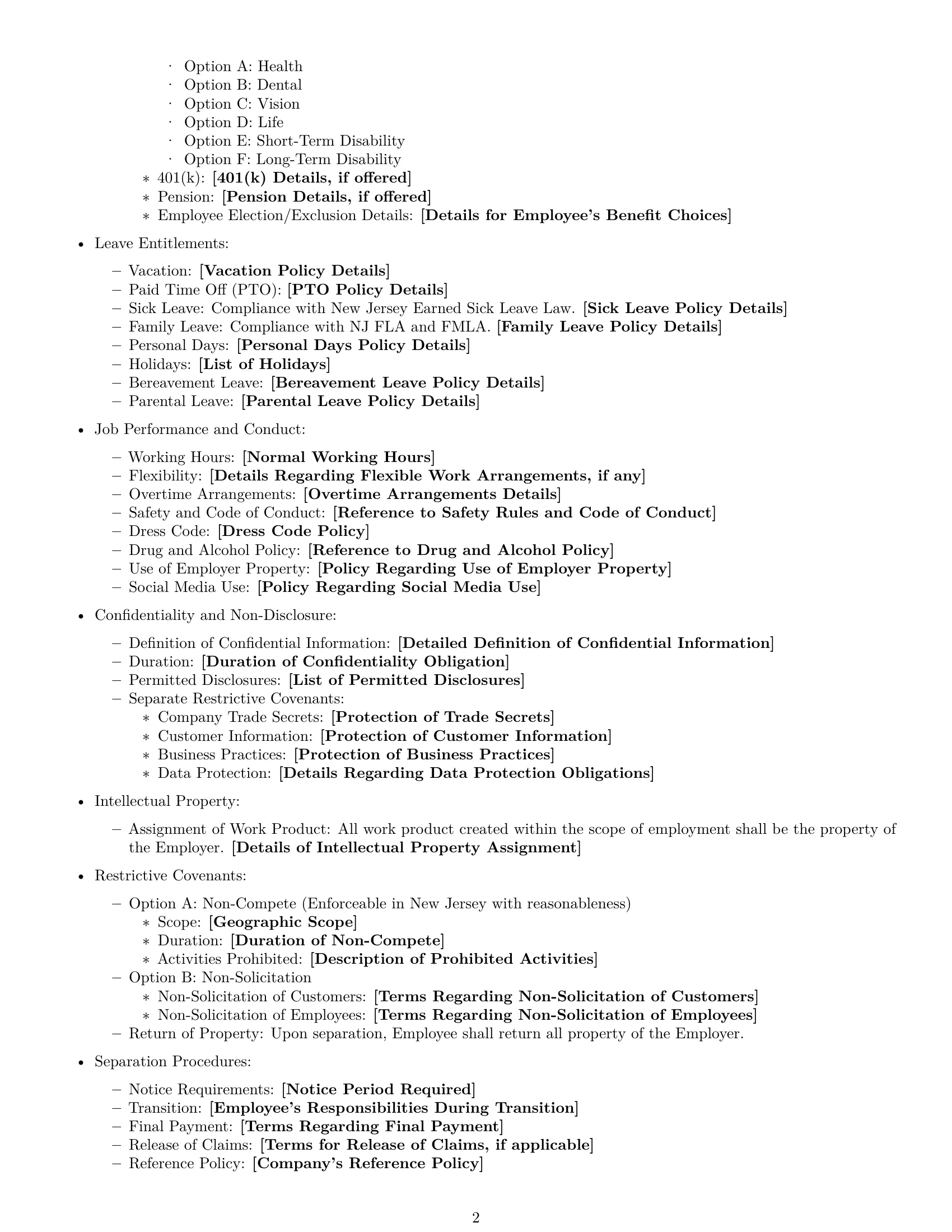 Preview page 2 of Free New Jersey employment contract template