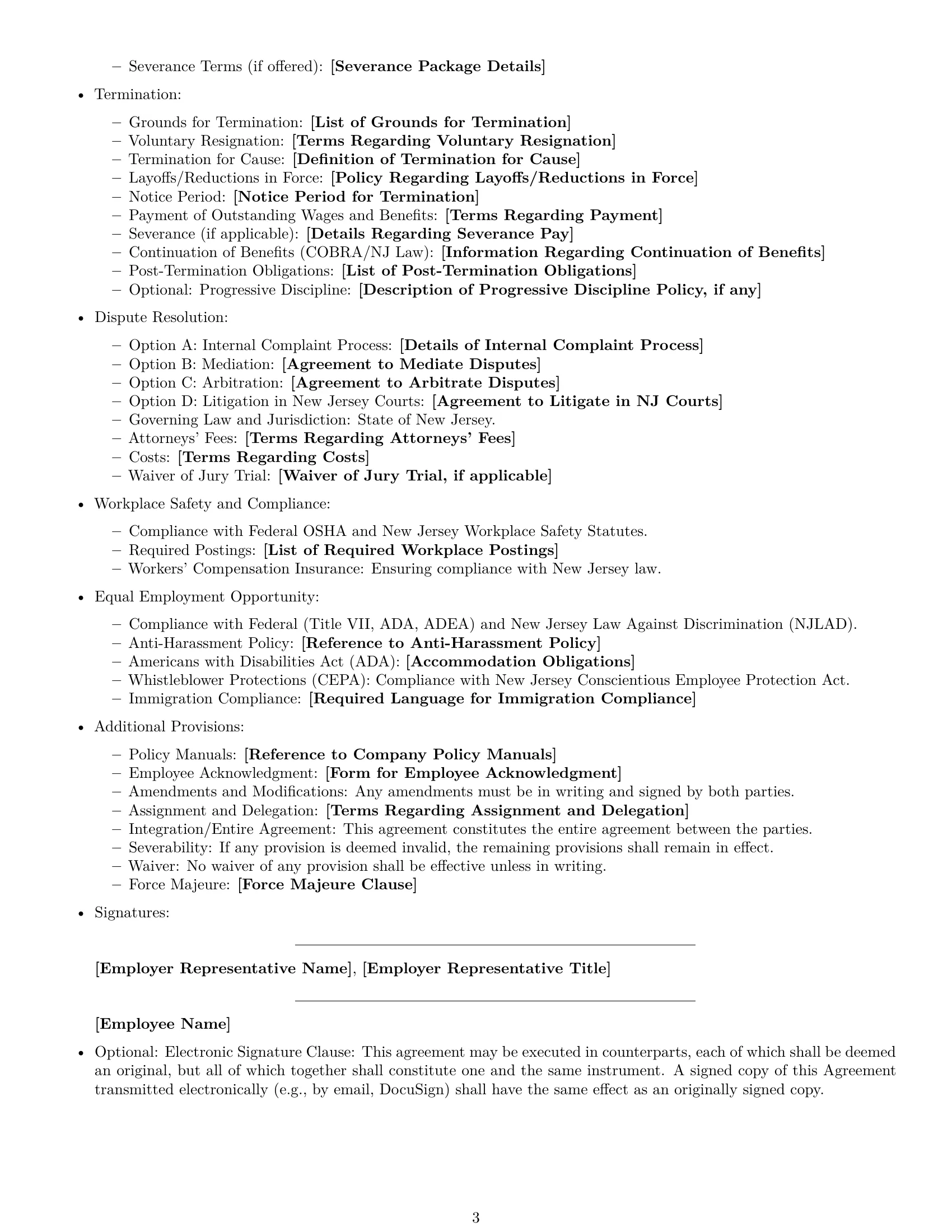 Preview page 3 of Free New Jersey employment contract template