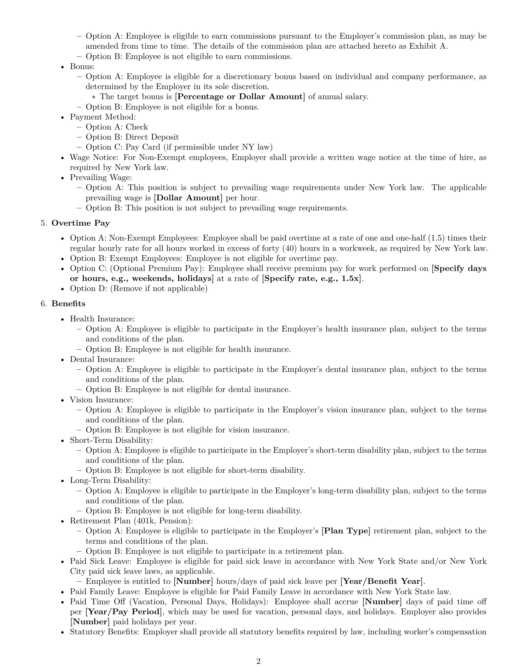 Preview page 2 of Free New York employment contract template