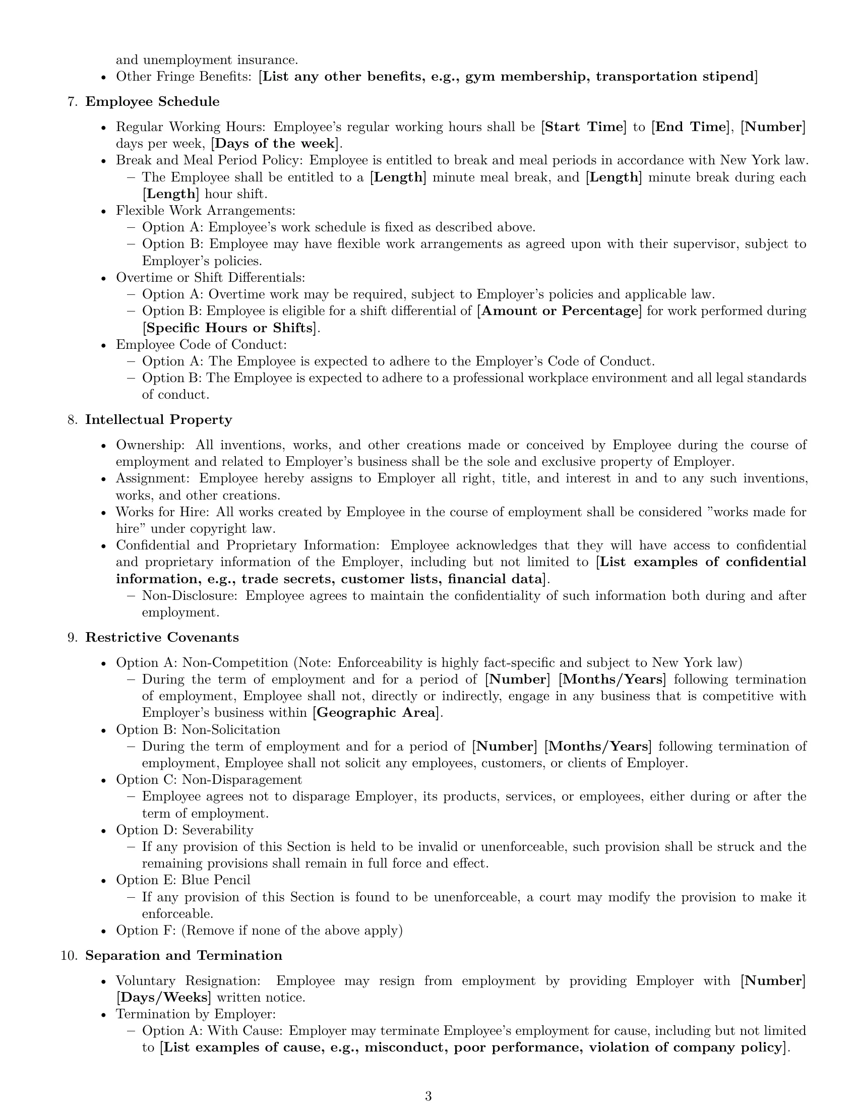 Preview page 3 of Free New York employment contract template