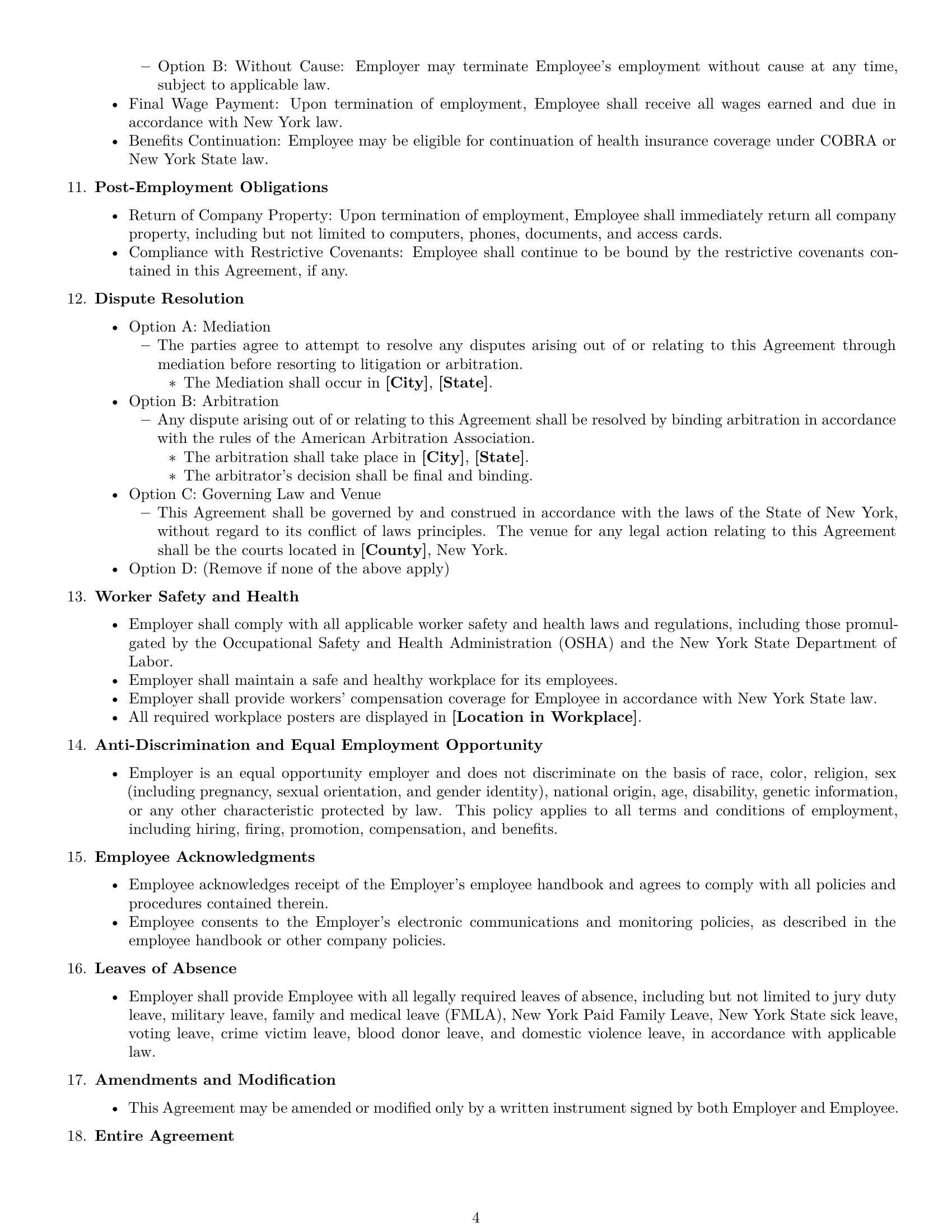 Preview page 4 of Free New York employment contract template
