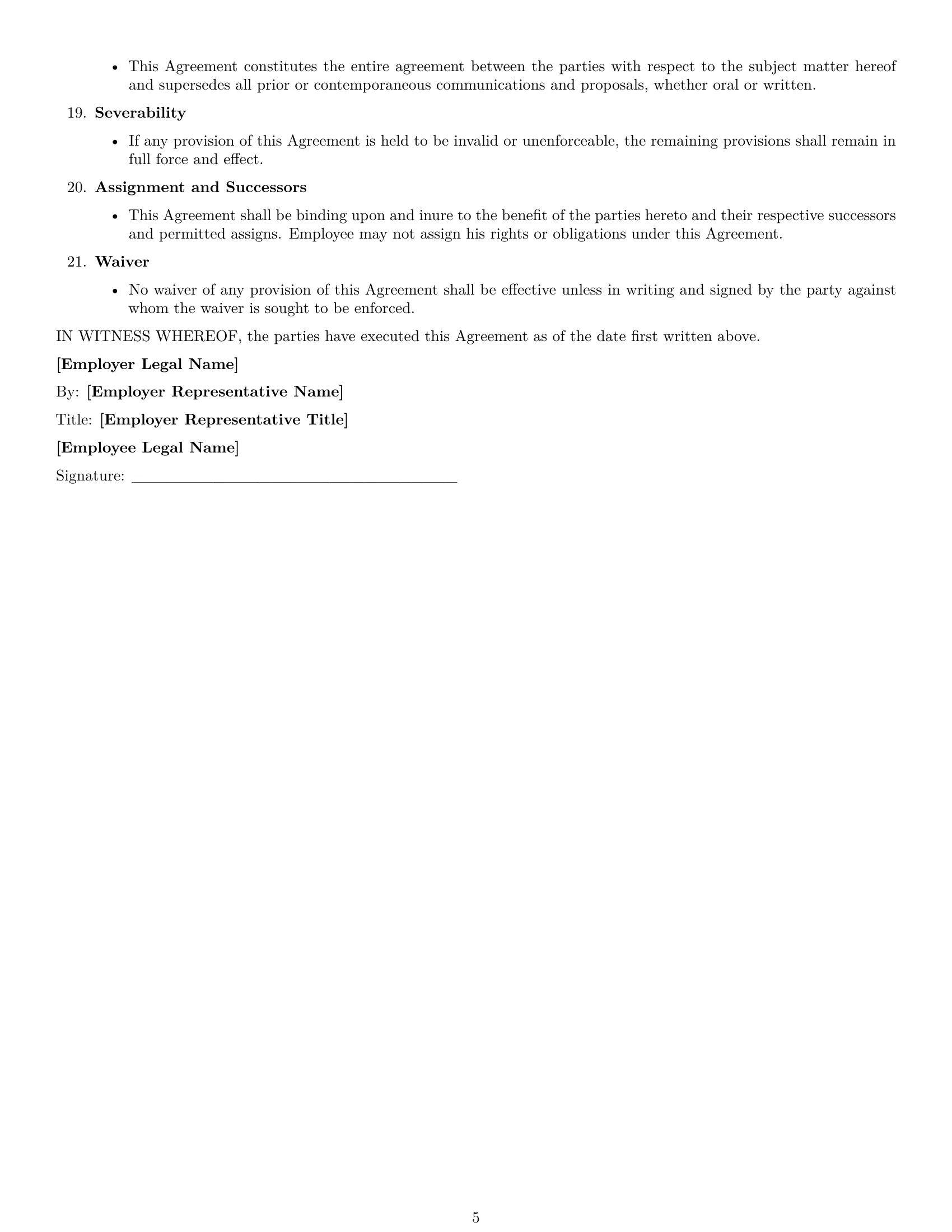 Preview page 5 of Free New York employment contract template