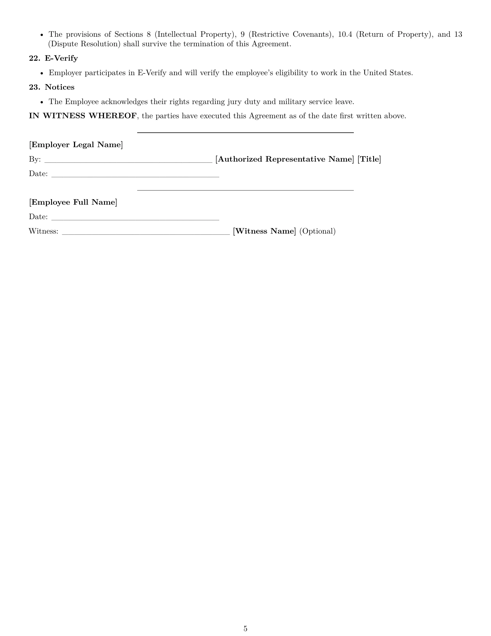 Preview page 5 of Free North Carolina employment contract template