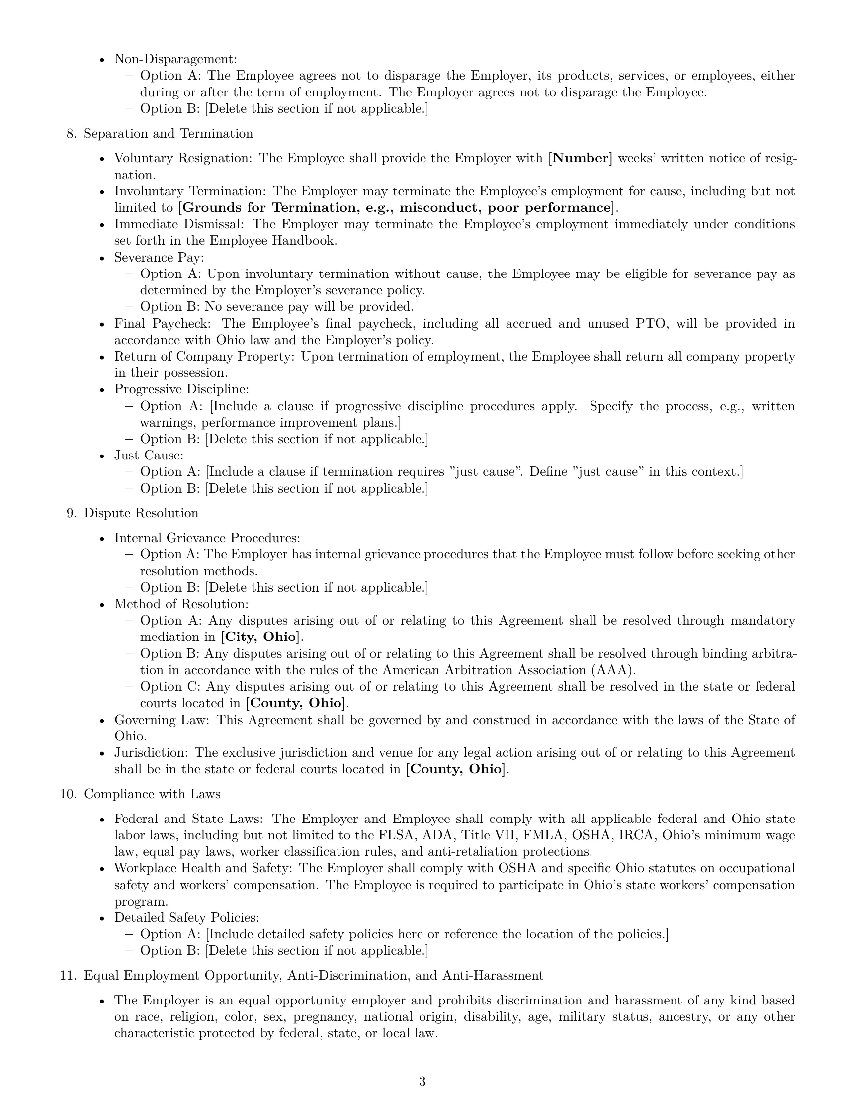 Preview page 3 of Free Ohio employment contract template