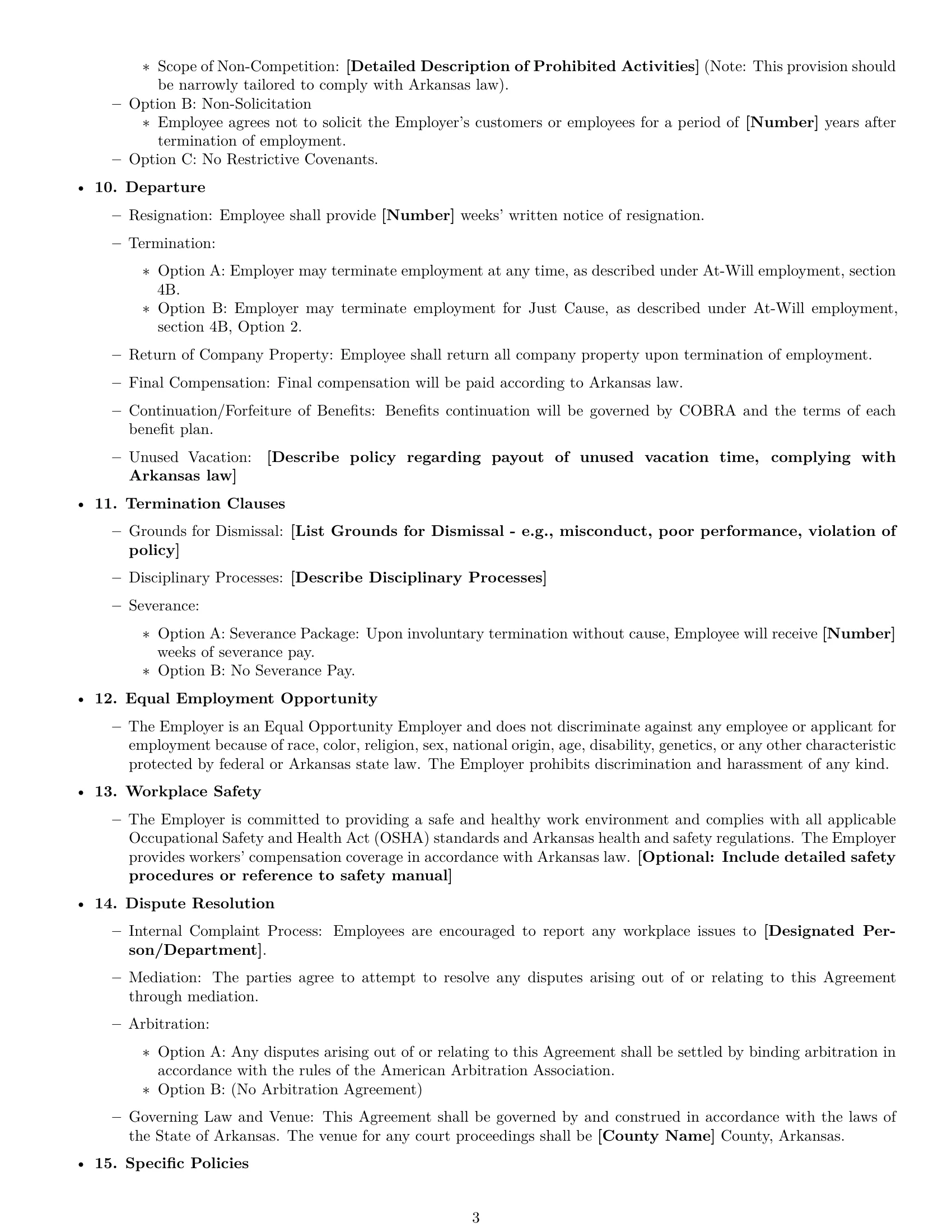 Preview page 3 of Free Arkansas employment contract template