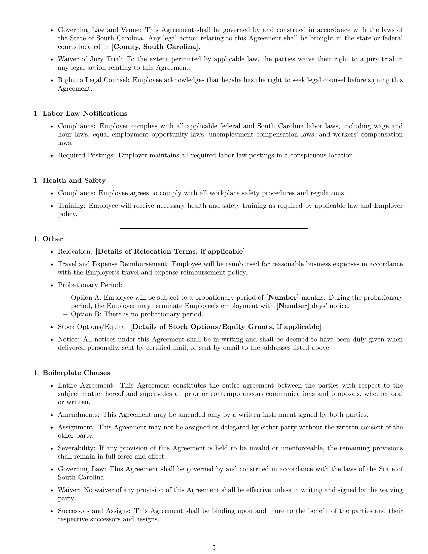 Preview page 5 of Free South Carolina employment contract template