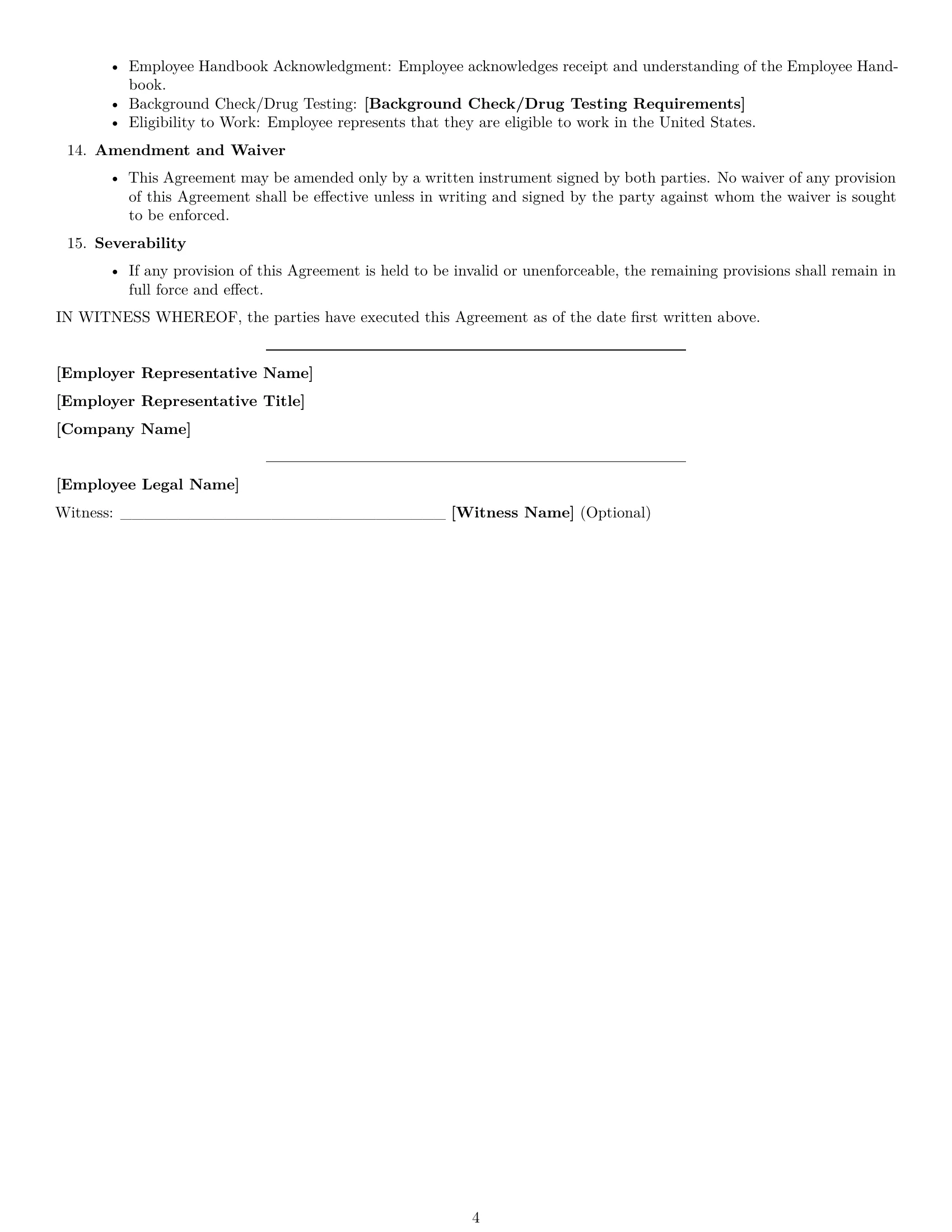 Preview page 4 of Free Tennessee employment contract template