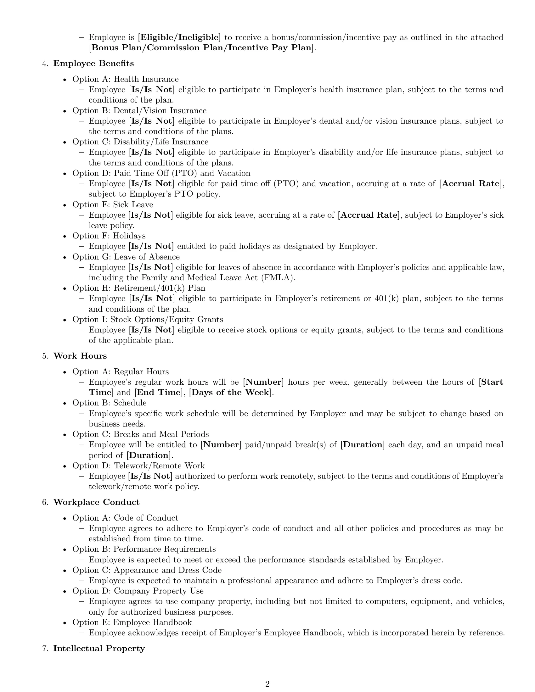 Preview page 2 of Free Texas employment contract template