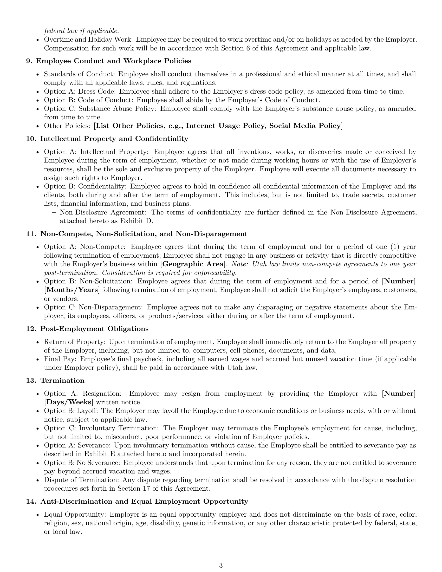 Preview page 3 of Free Utah employment contract template