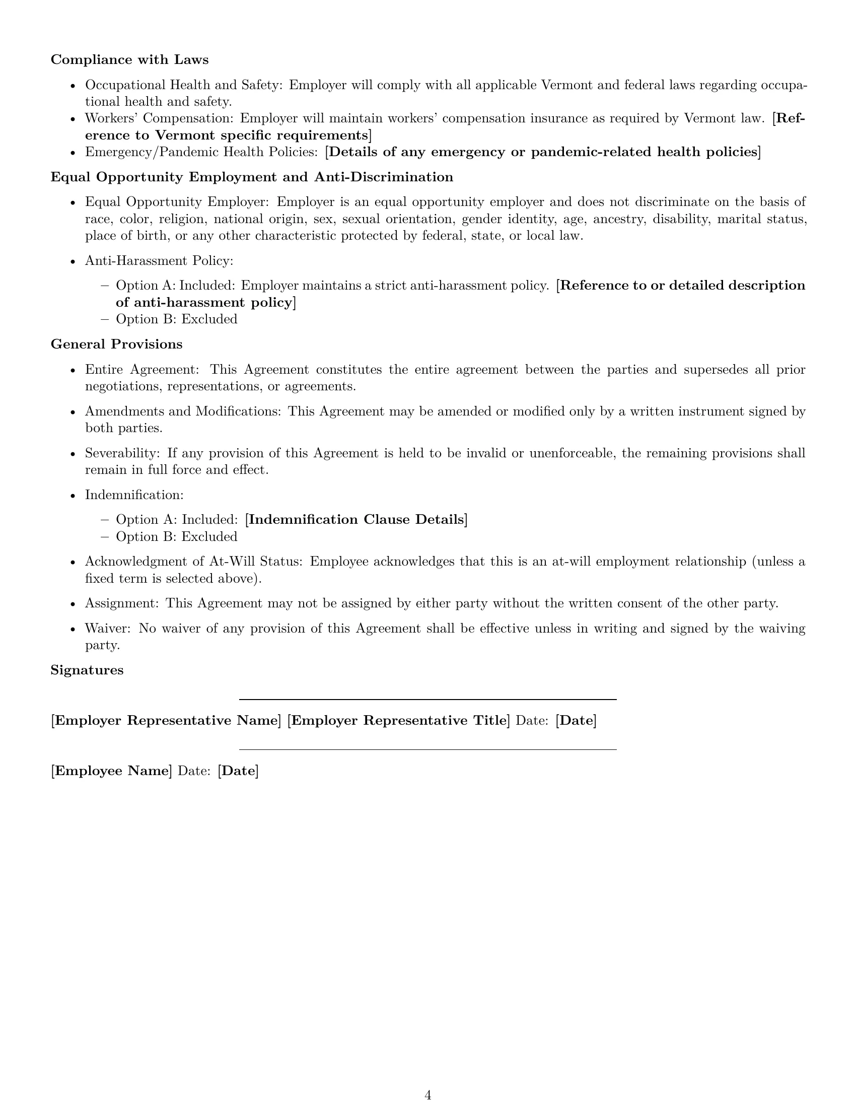 Preview page 4 of Free Vermont employment contract template