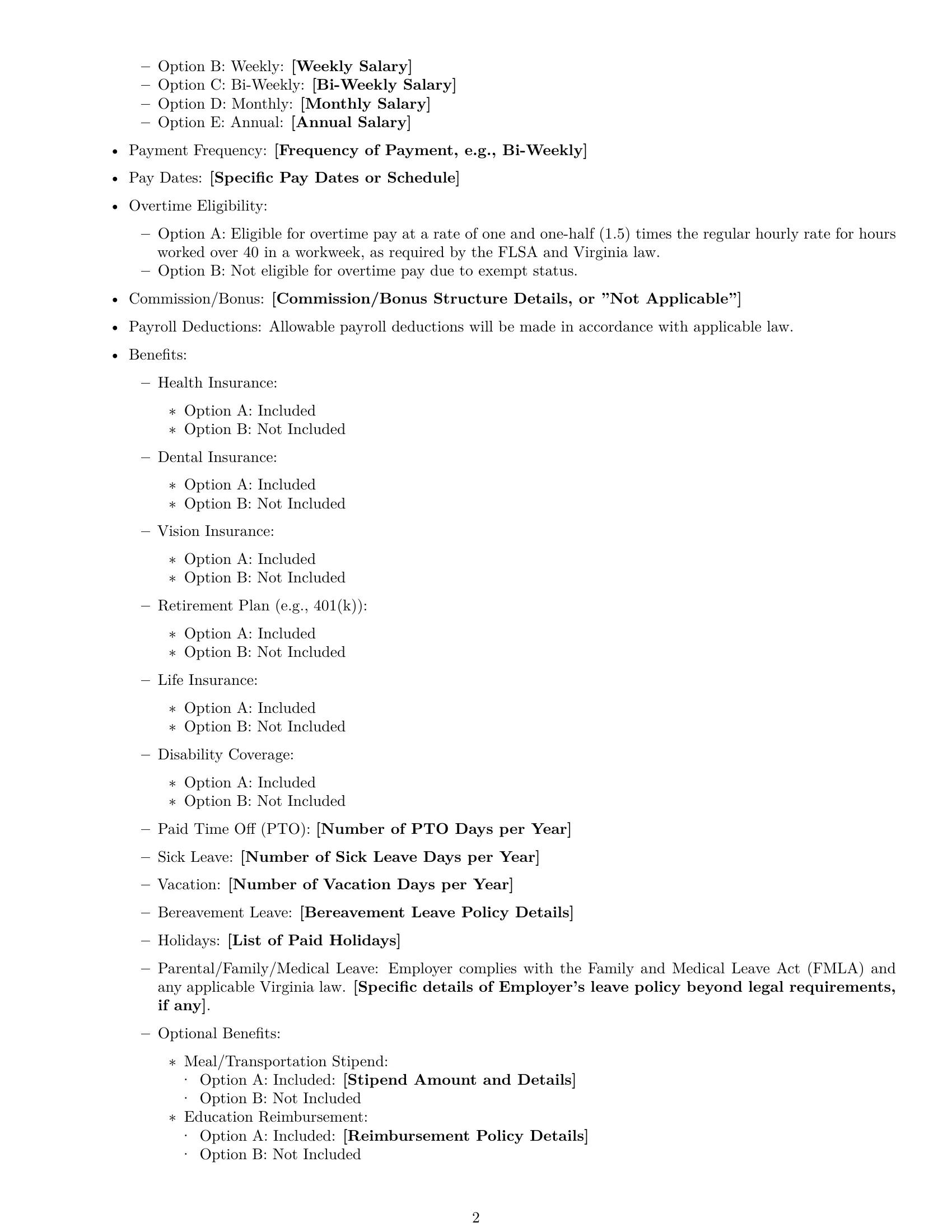 Preview page 2 of Free Virginia employment contract template