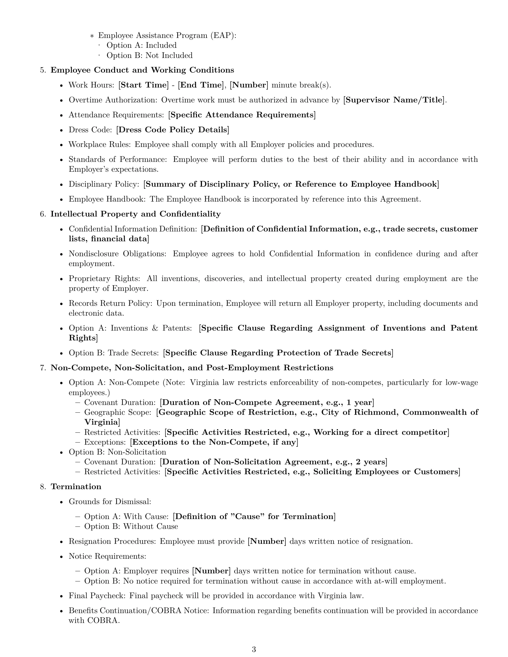 Preview page 3 of Free Virginia employment contract template