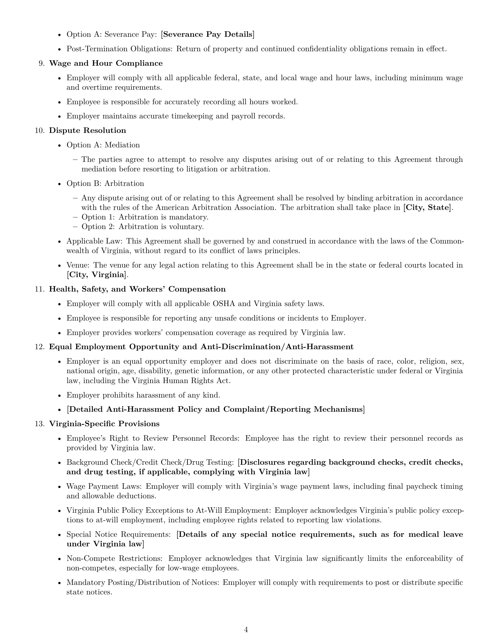 Preview page 4 of Free Virginia employment contract template