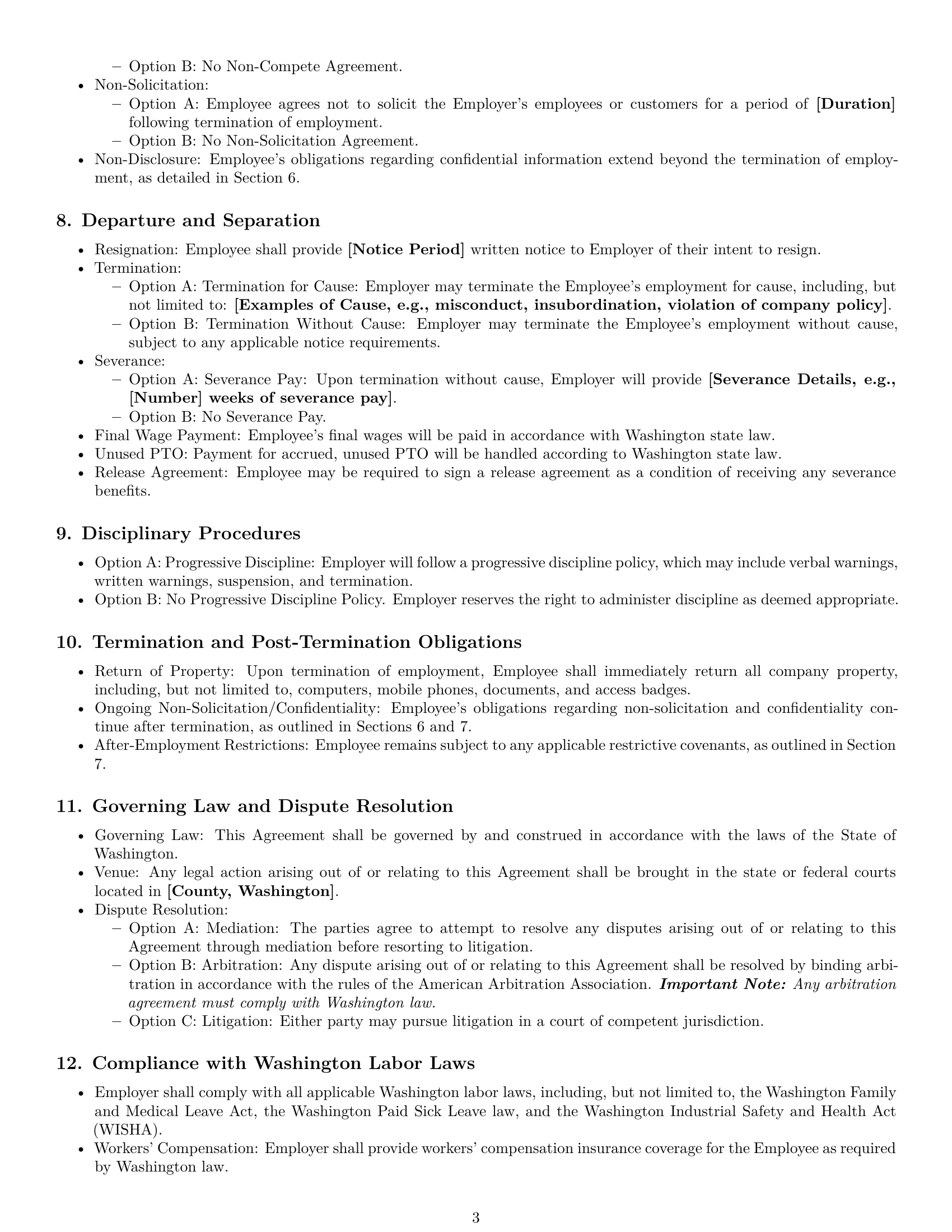 Preview page 3 of Free Washington employment contract template