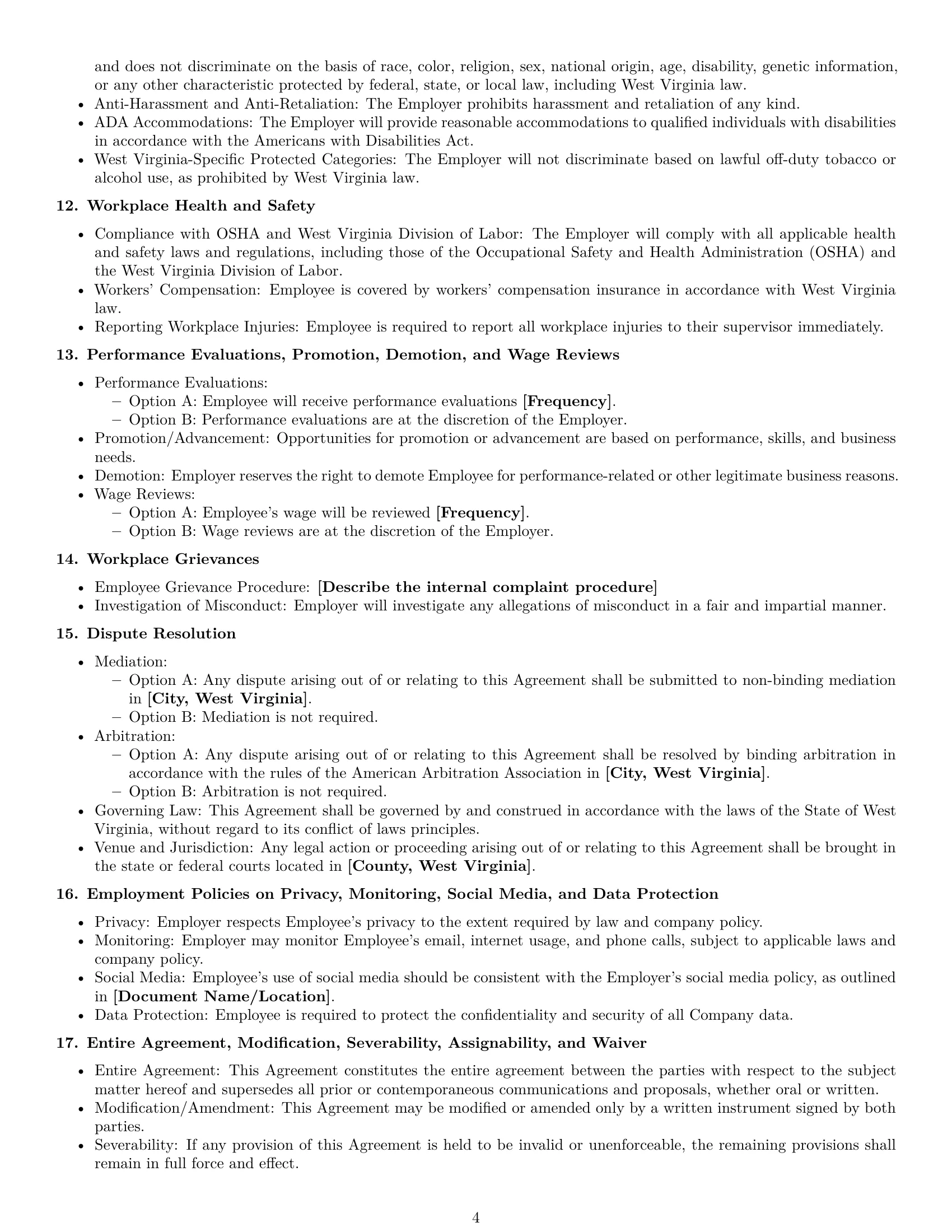 Preview page 4 of Free West Virginia employment contract template