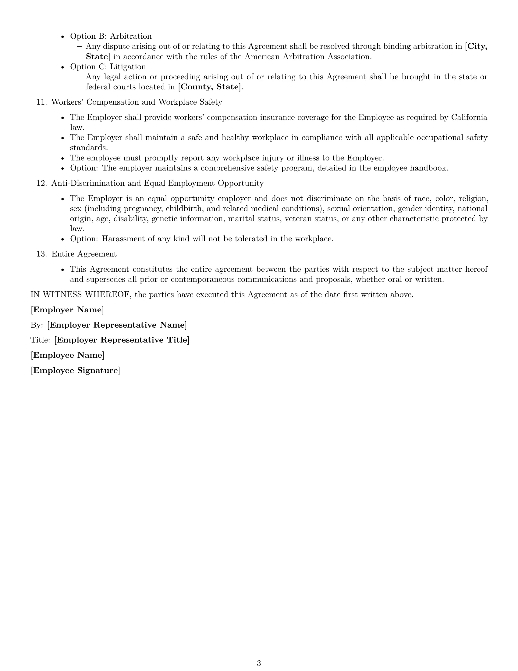 Preview page 3 of Free California employment contract template