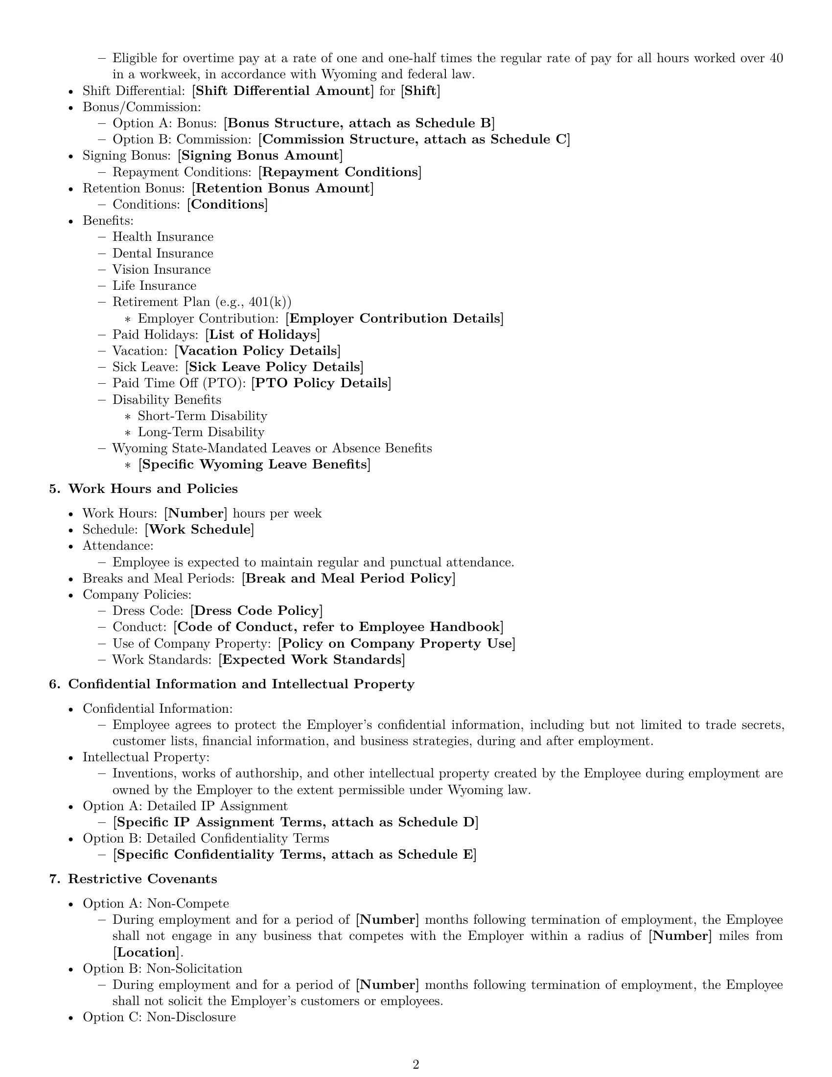 Preview page 2 of Free Wyoming employment contract template