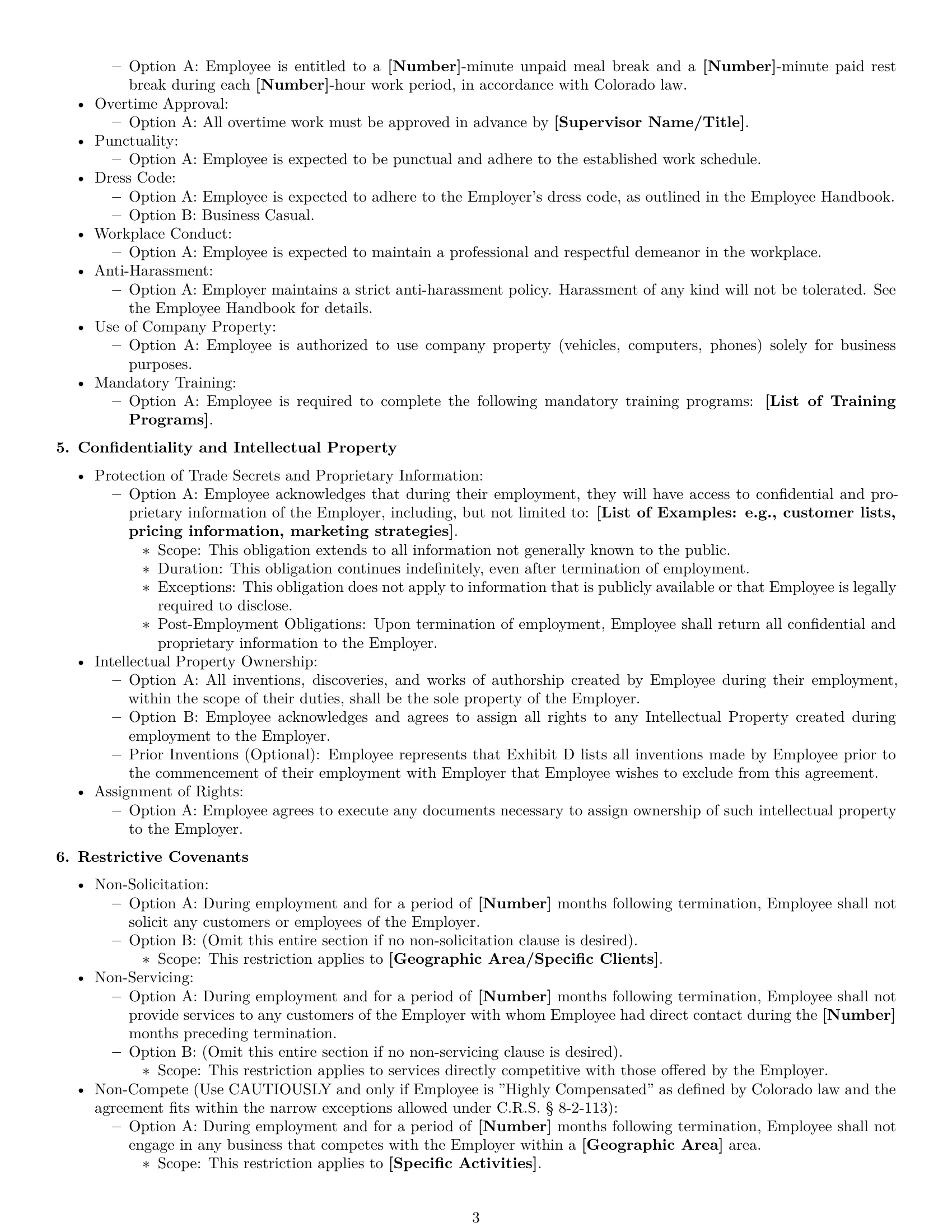 Preview page 3 of Free Colorado employment contract template