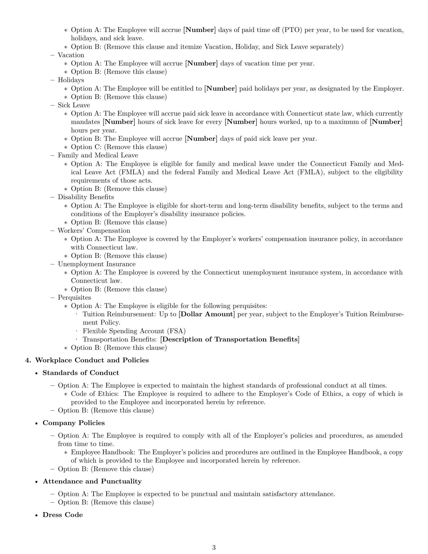 Preview page 3 of Free Connecticut employment contract template