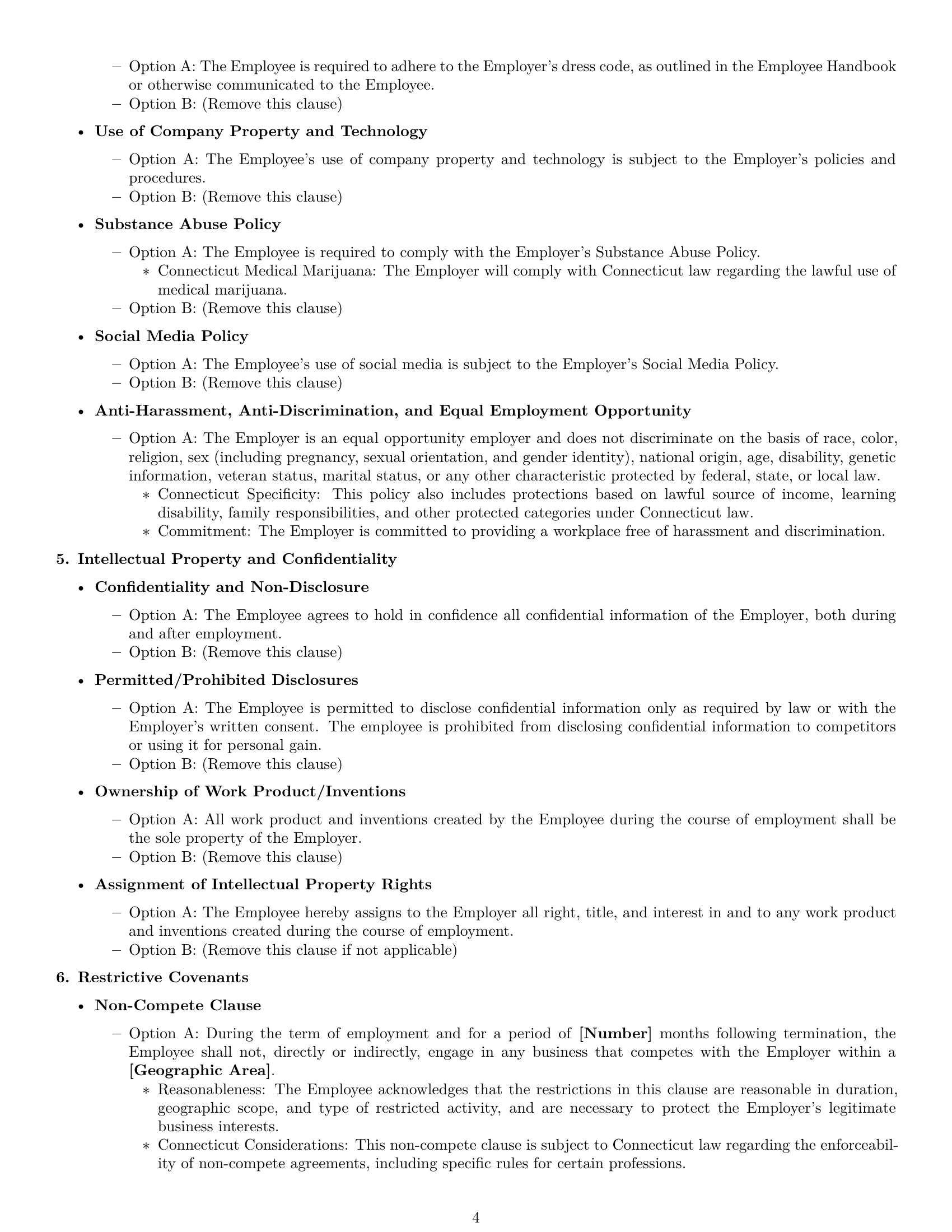 Preview page 4 of Free Connecticut employment contract template