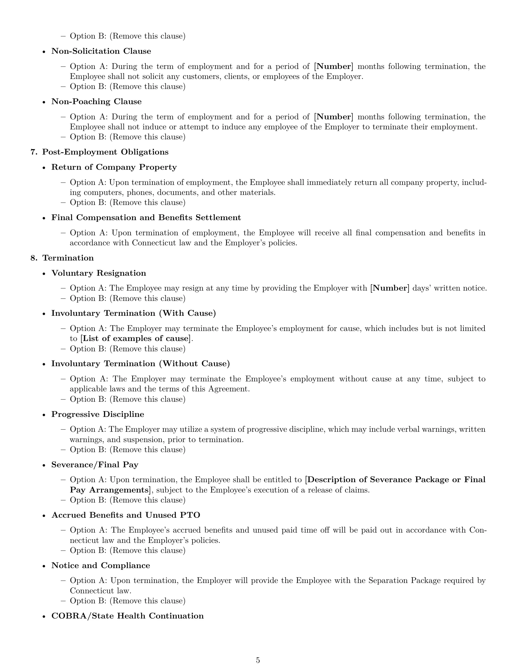 Preview page 5 of Free Connecticut employment contract template