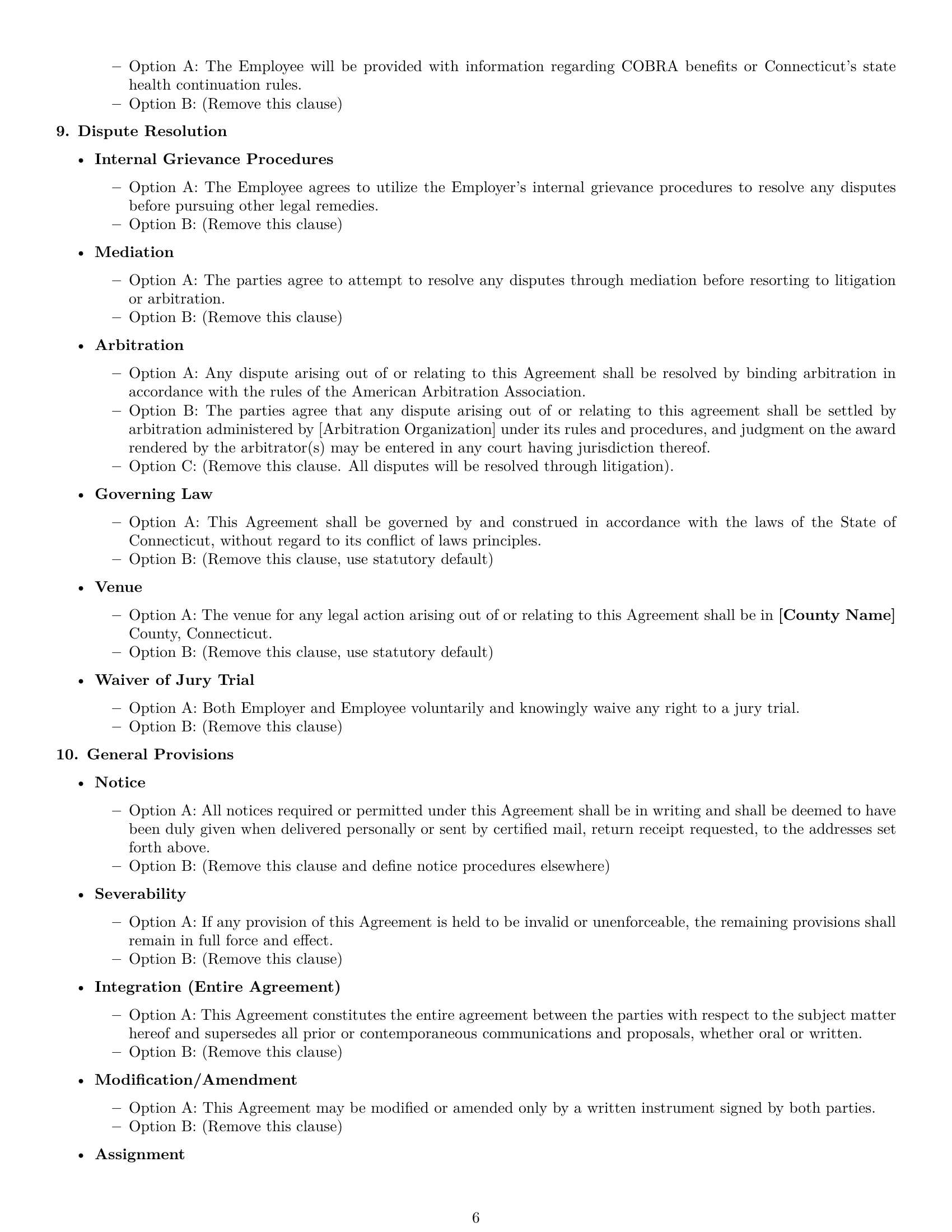 Preview page 6 of Free Connecticut employment contract template