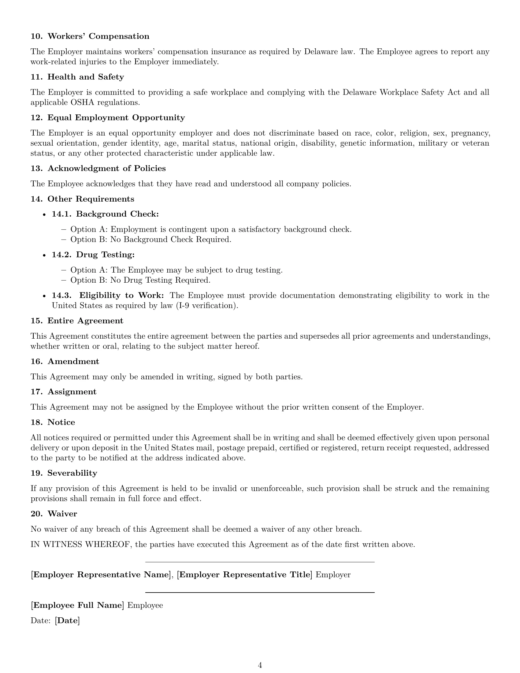 Preview page 4 of Free Delaware employment contract template