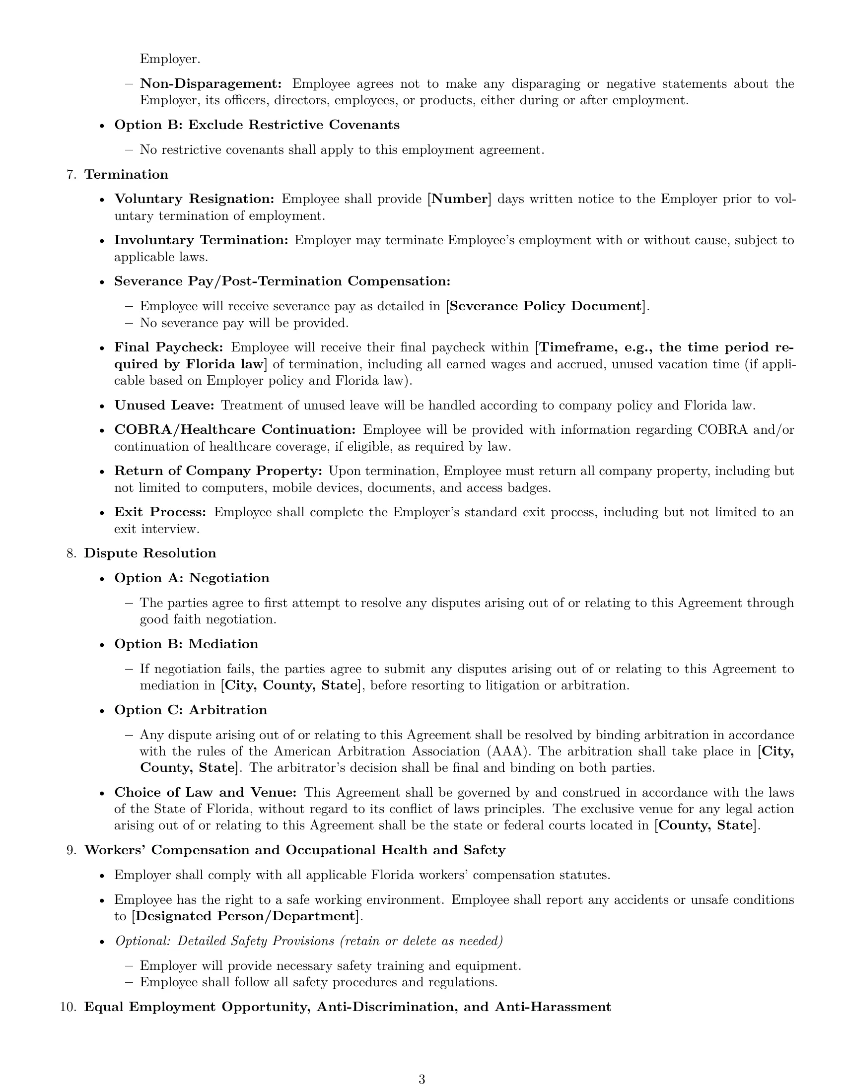 Preview page 3 of Free Florida employment contract template