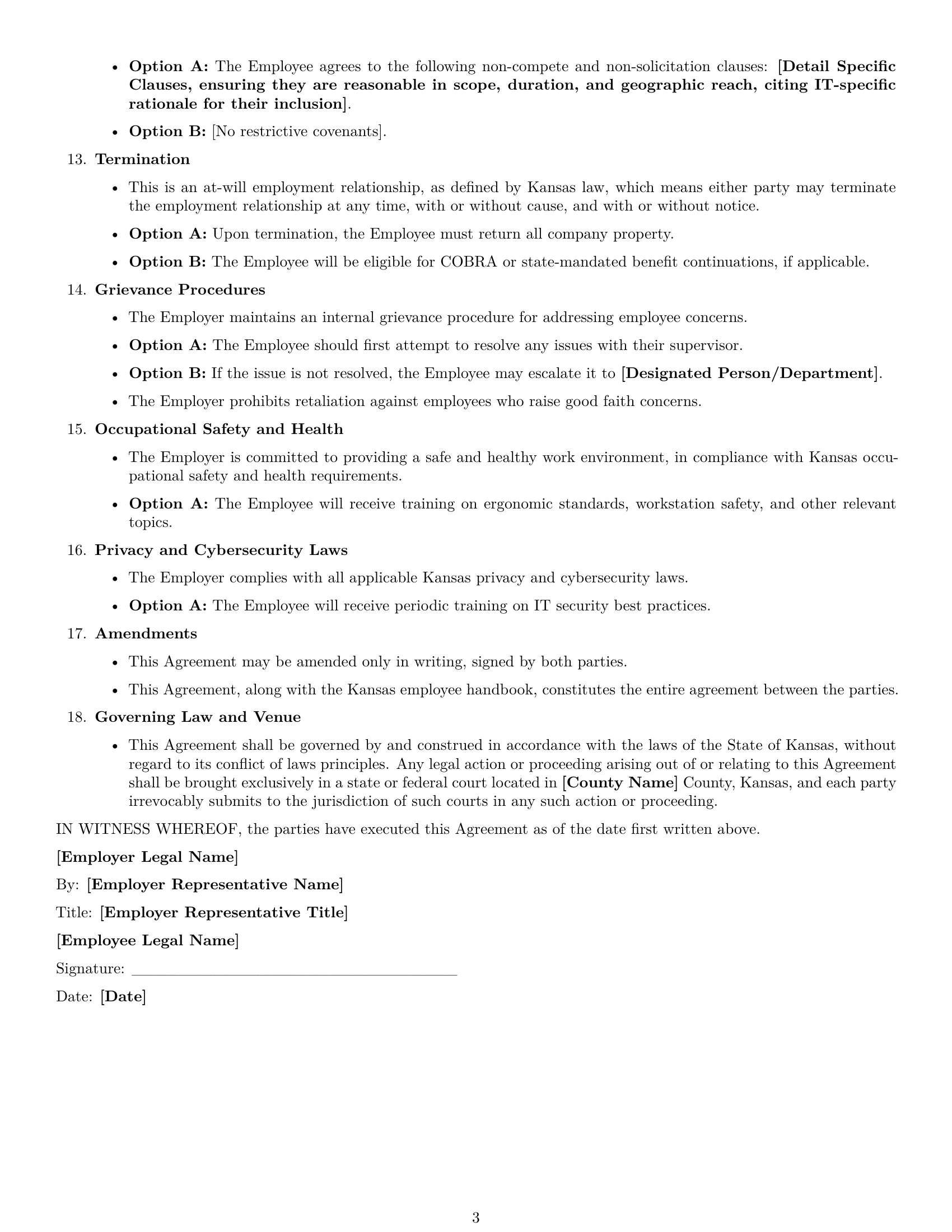 Preview page 3 of Free Kansas IT assistant employment contract template