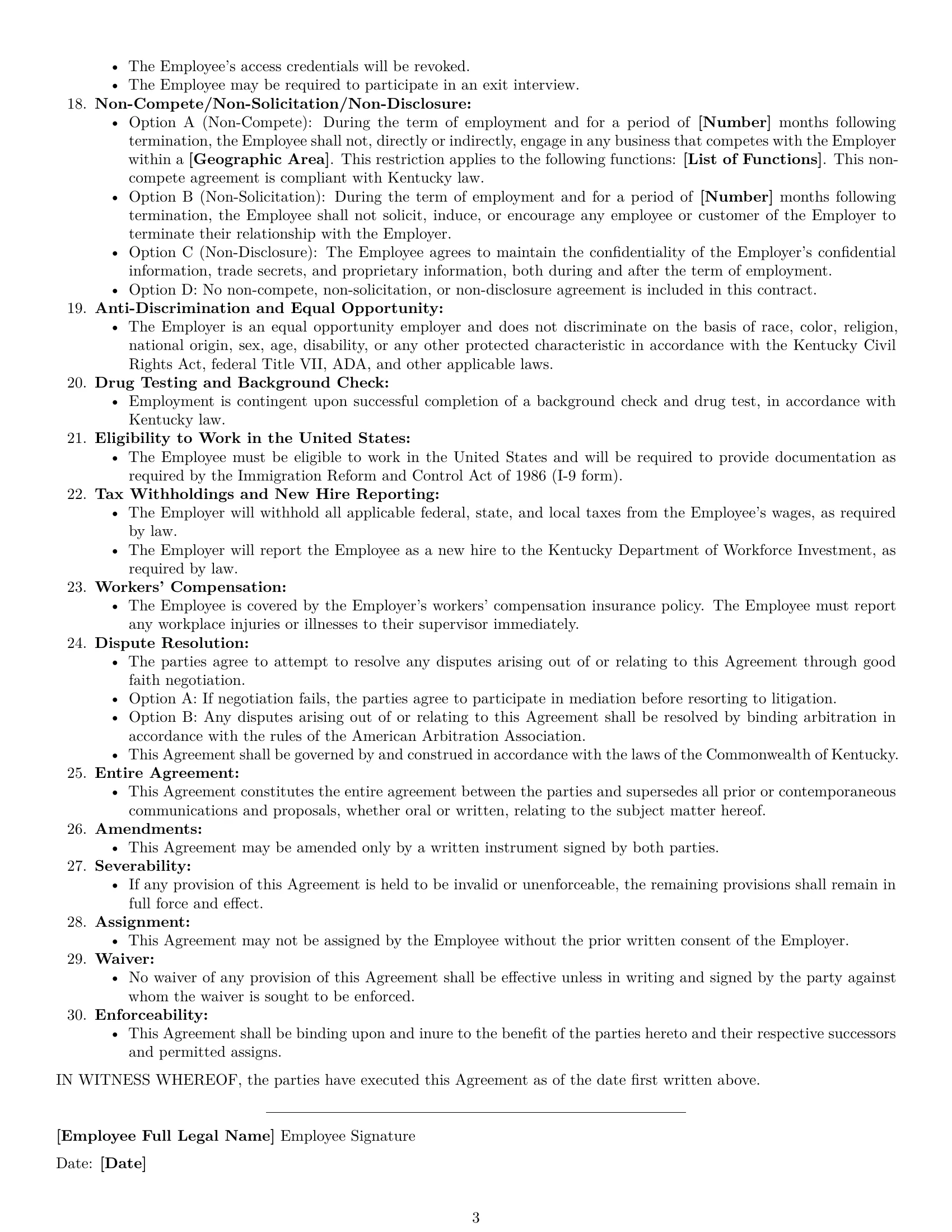 Preview page 3 of Free Kentucky IT assistant employment contract template
