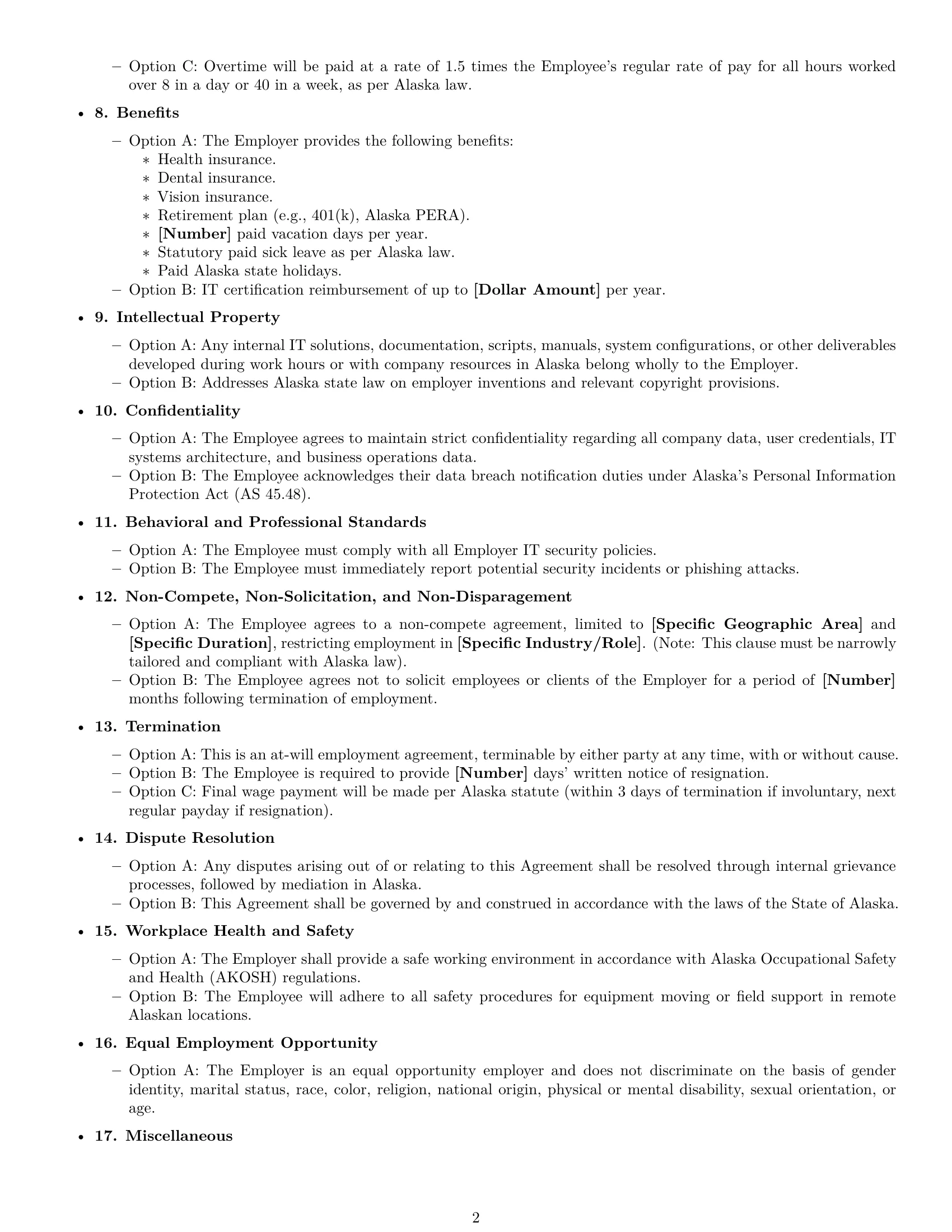 Preview page 2 of Free Alaska IT assistant employment contract template