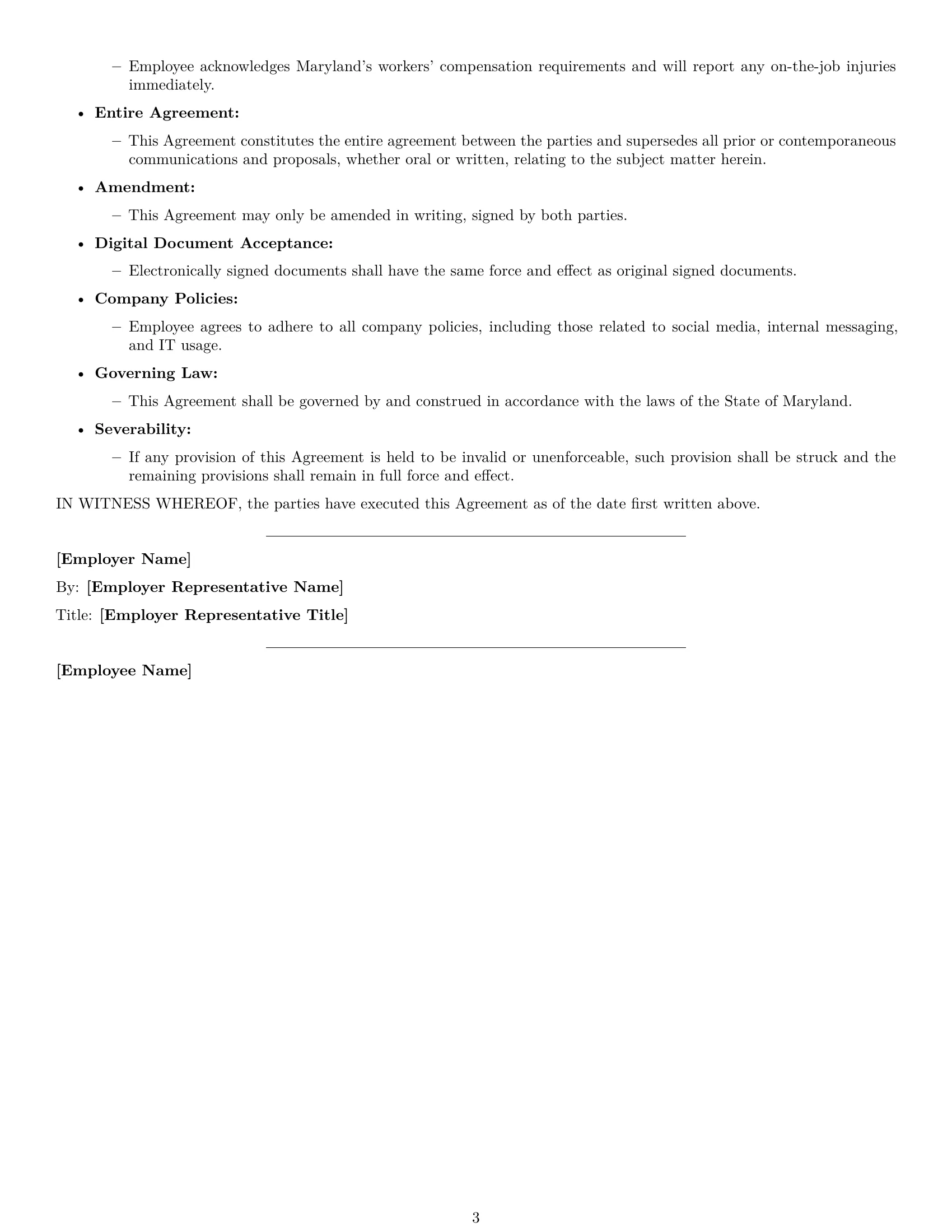 Preview page 3 of Free Maryland IT assistant employment contract template